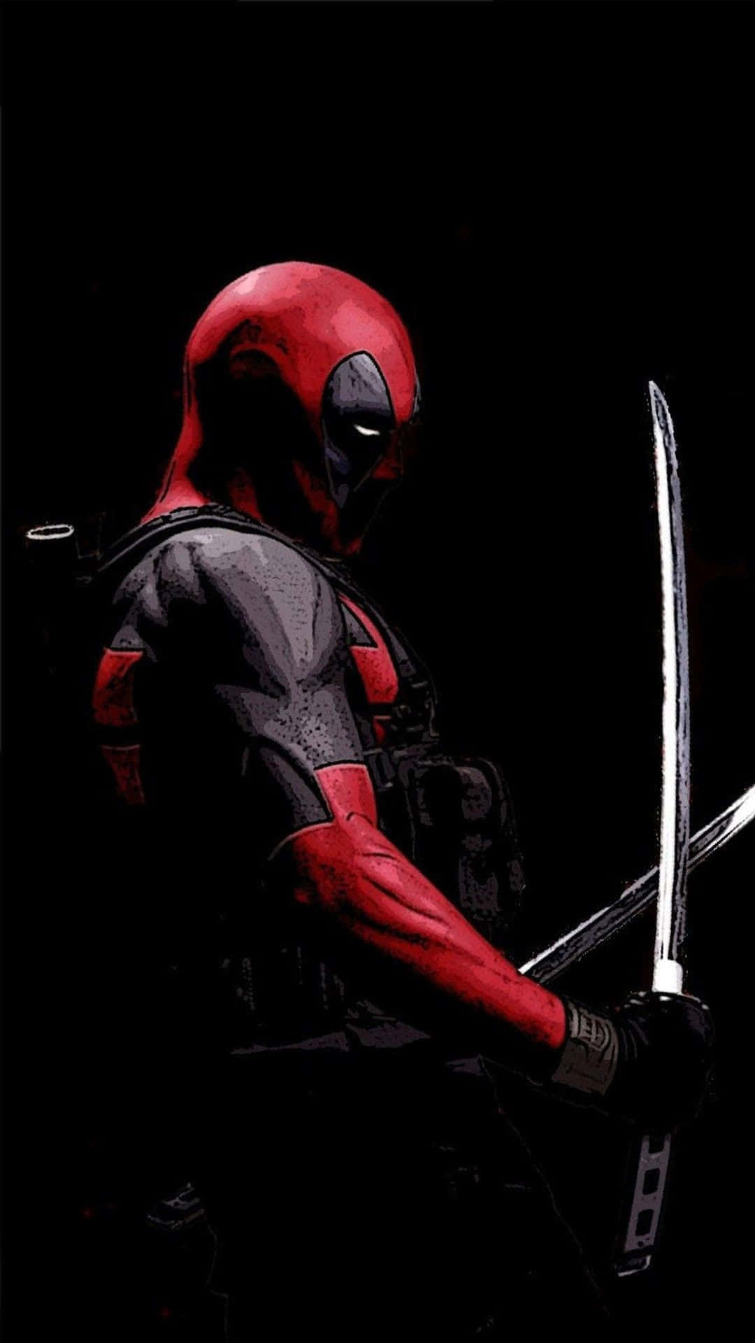 Deadpool, silhouette, two gleaming swords, Full HD Phone Wallpaper