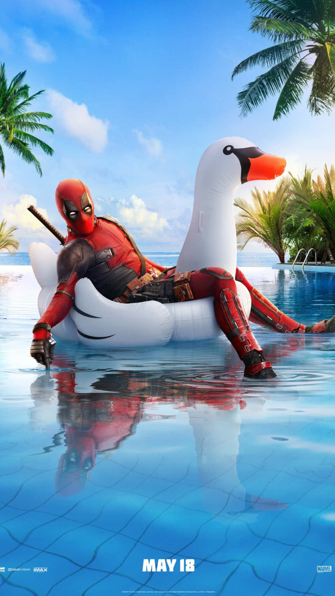 Deadpool, iPhone, giant inflatable swan, Full HD Phone Wallpaper