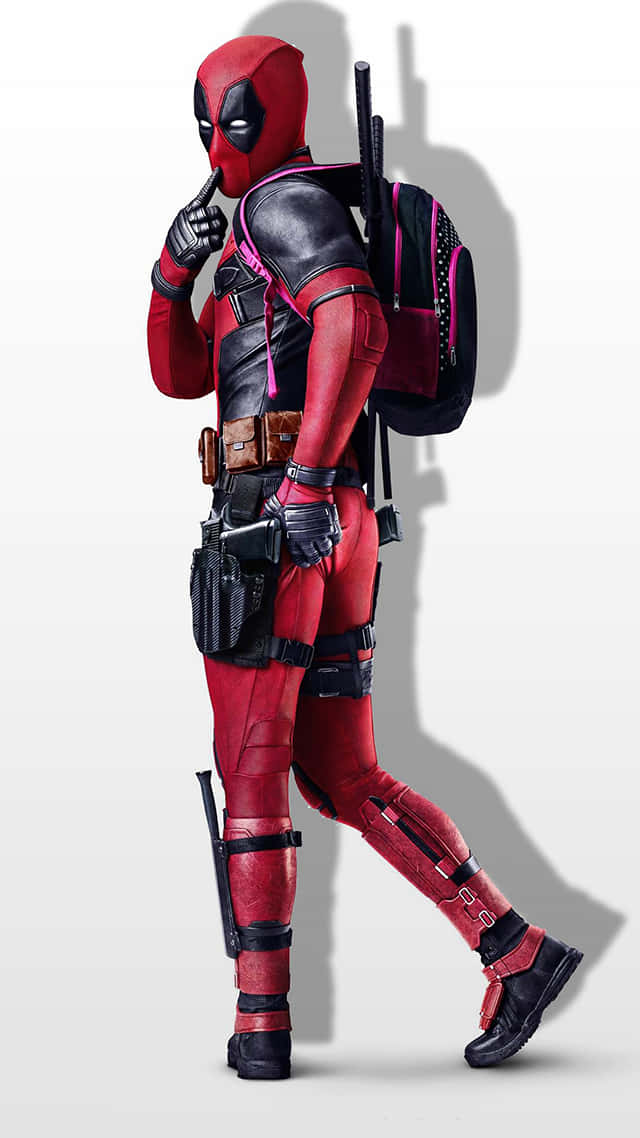 Deadpool, red and black suit, pink accents, SD Phone Wallpaper