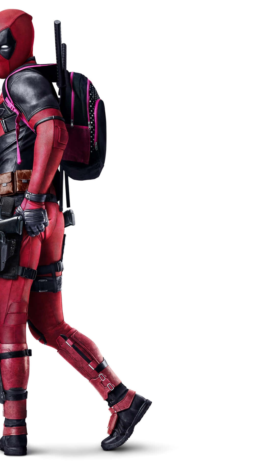 Deadpool, red and black suit, full-body side profile, Full HD Phone Wallpaper
