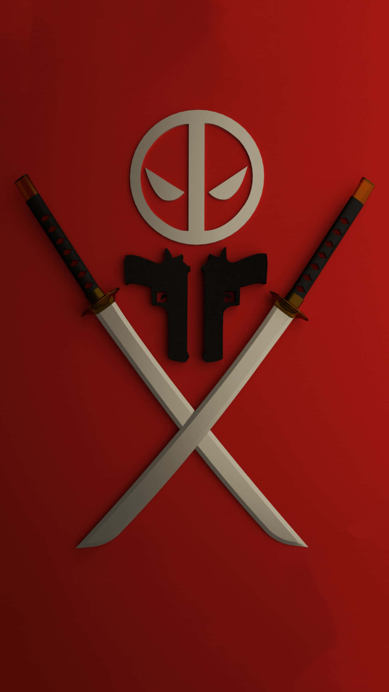 Deadpool, Deadpool logo, katana swords, Full HD Phone Wallpaper