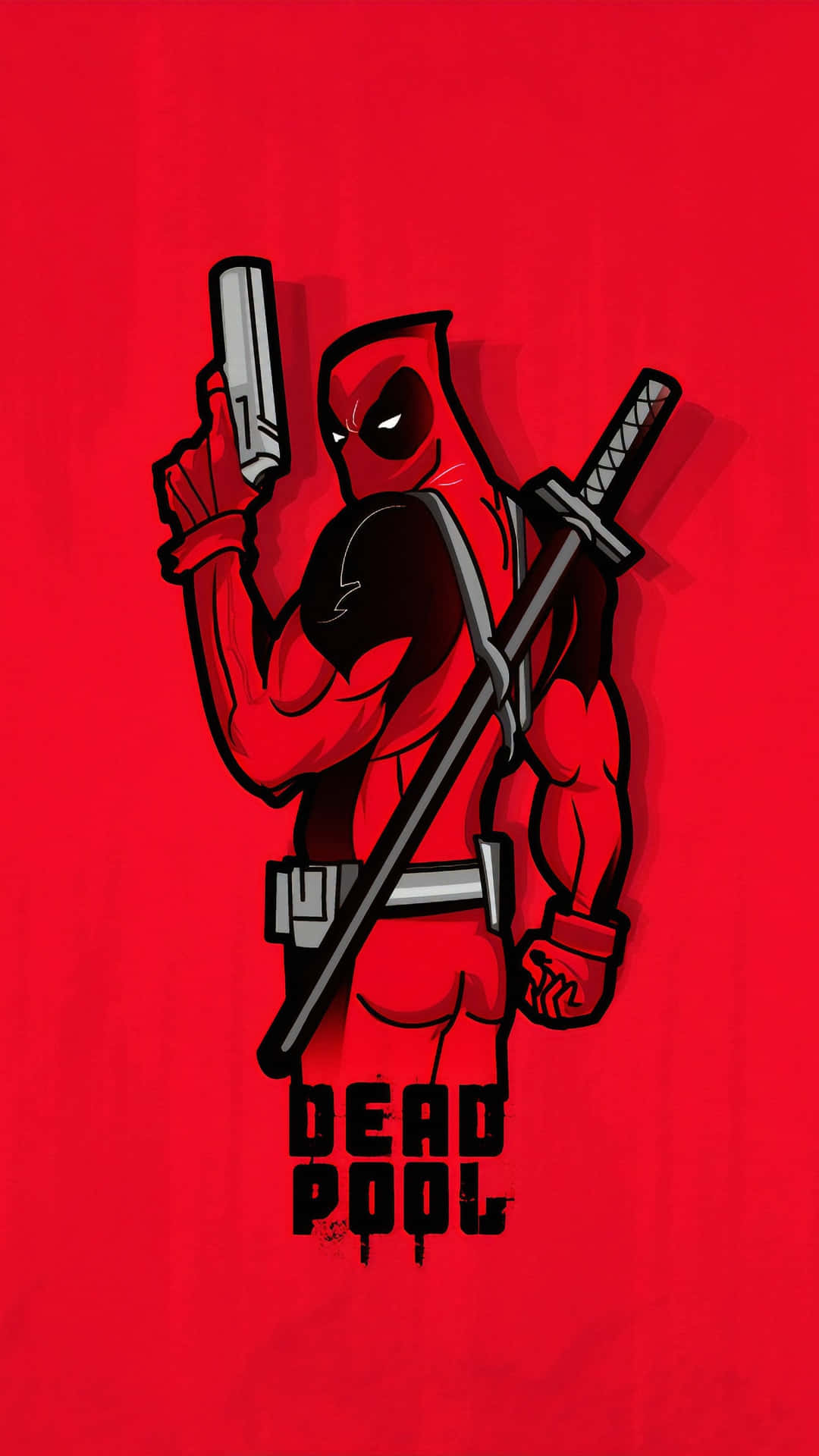Deadpool, red, gun, Full HD Phone Wallpaper