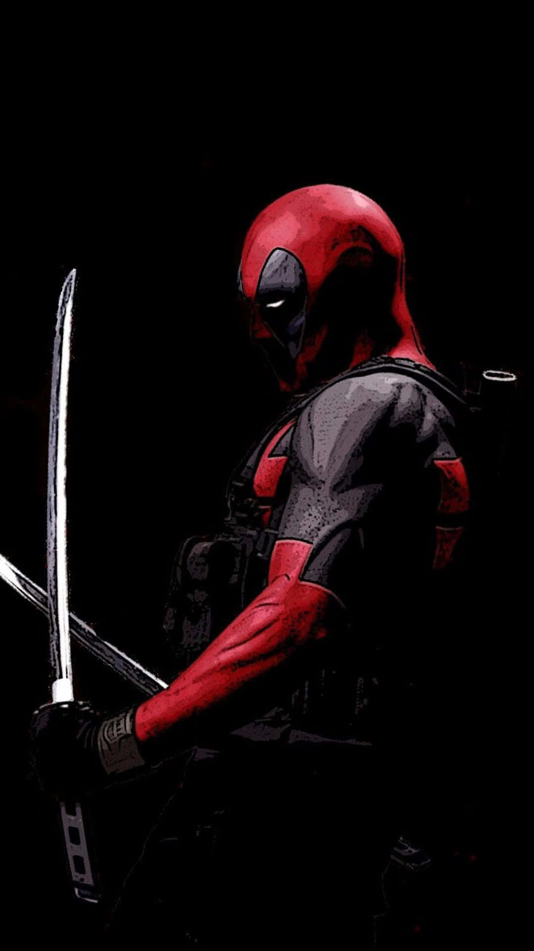 Deadpool, katana, glowing eyes, Full HD Phone Wallpaper
