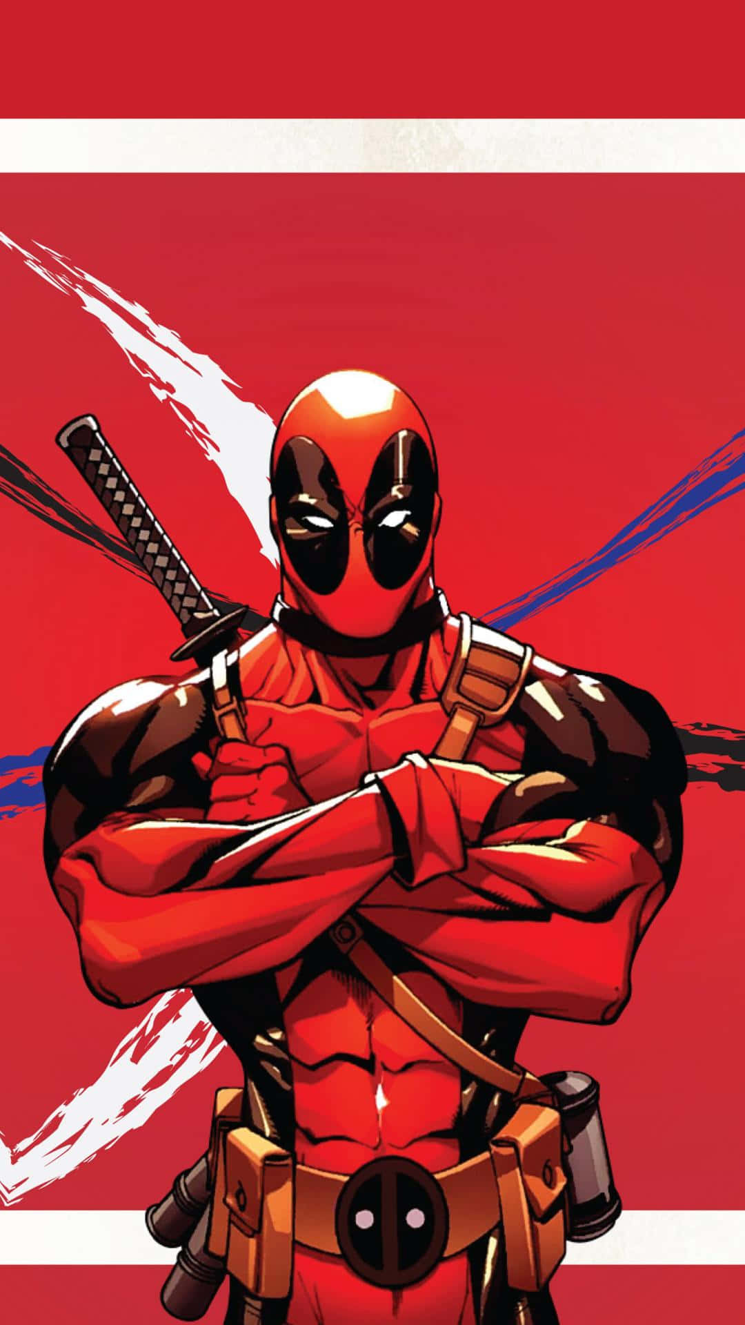 Deadpool, iPhone, red background, Full HD Phone Wallpaper