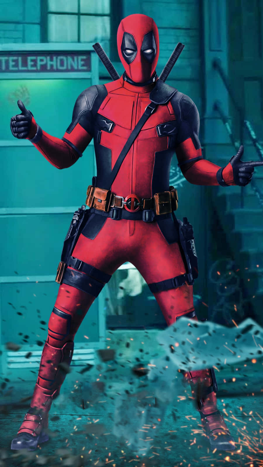 Deadpool, iPhone, red and black suit, HD Phone Wallpaper