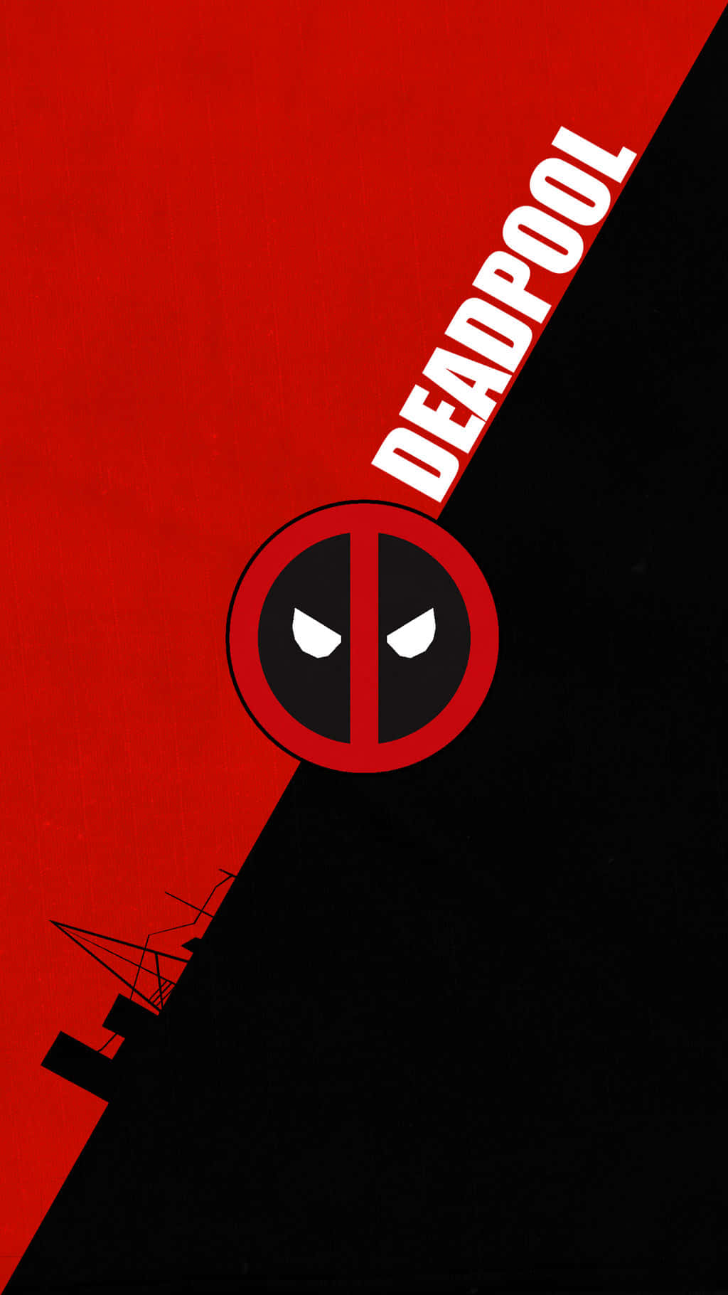Deadpool, red and black mask logo, split red and black background, HD Phone Wallpaper
