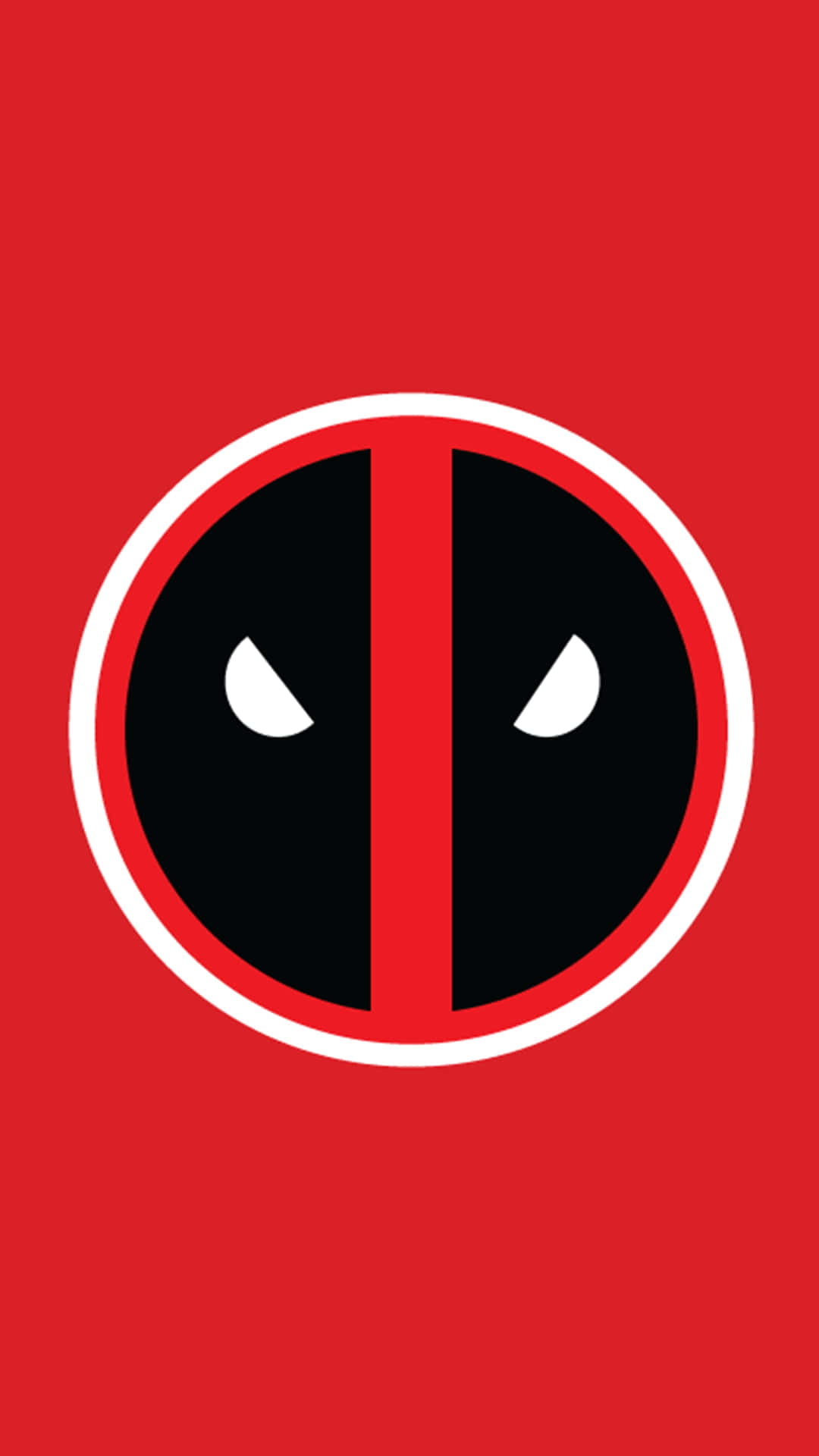 Deadpool, red background, black and white circular mask logo, Full HD Phone Wallpaper