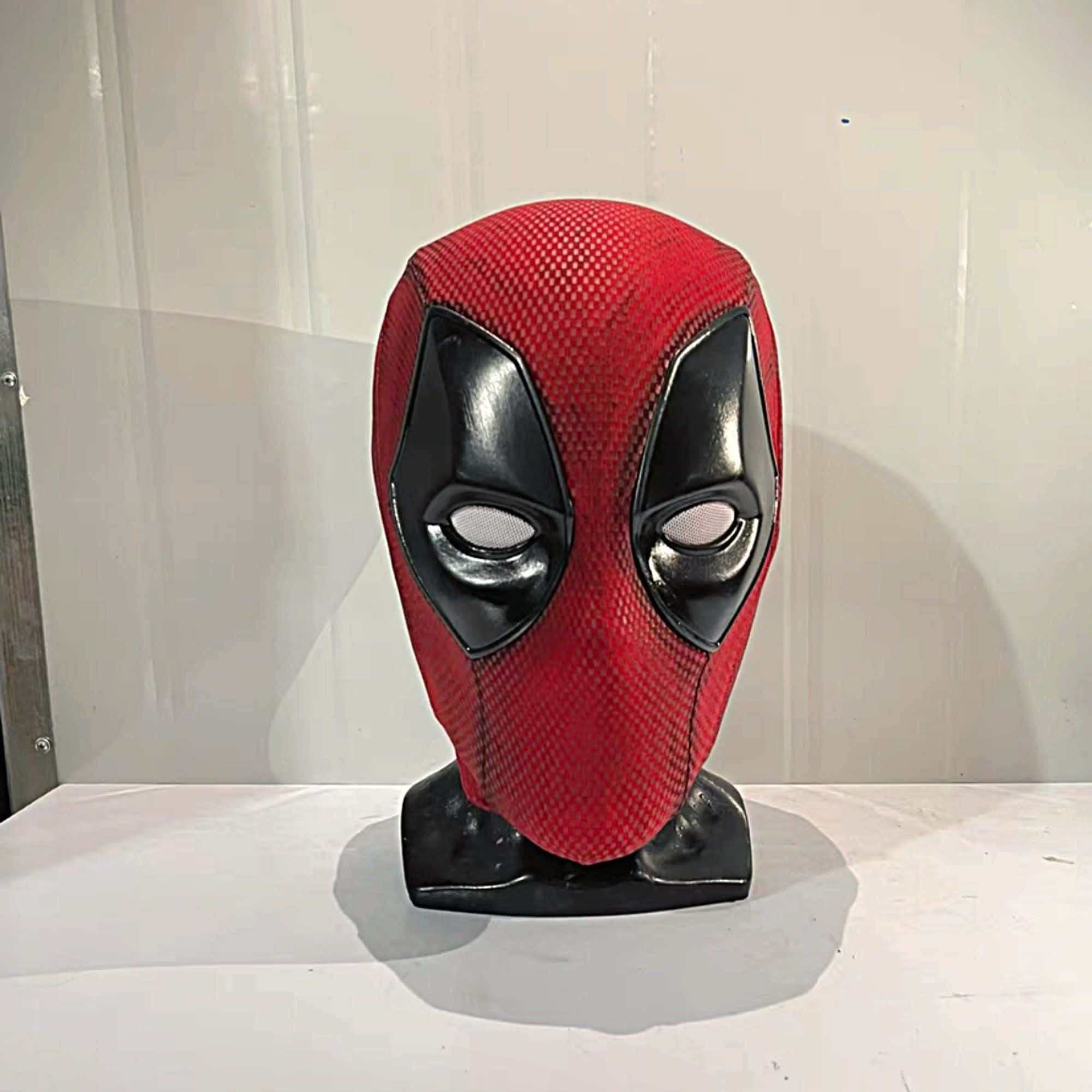 Deadpool, red and black mask, textured fabric, Full HD Desktop Wallpaper