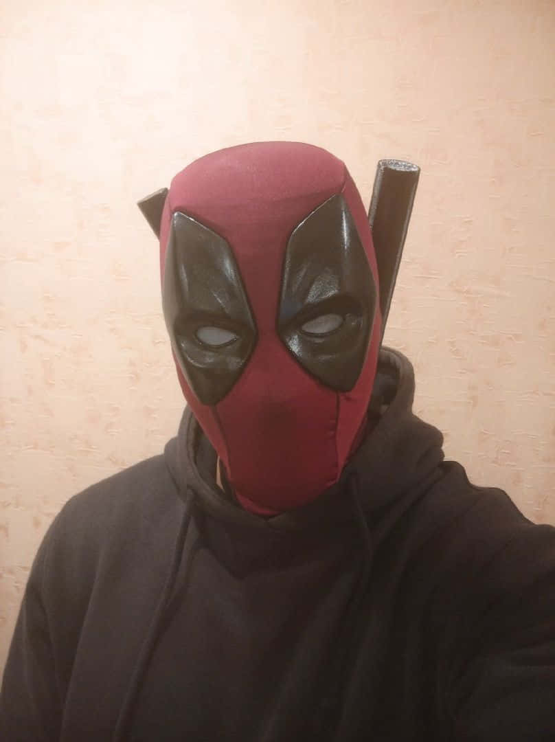 Deadpool mask, red and black, katanas, SD Phone Wallpaper