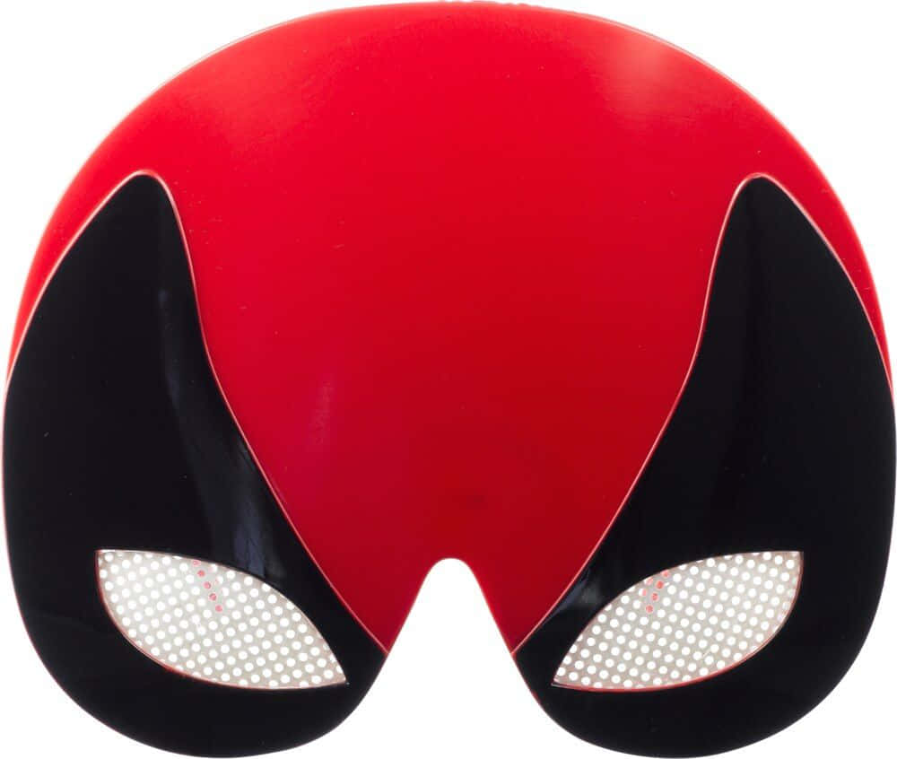 Deadpool Mask, glossy red and black, white perforated eye holes, SD Desktop Wallpaper