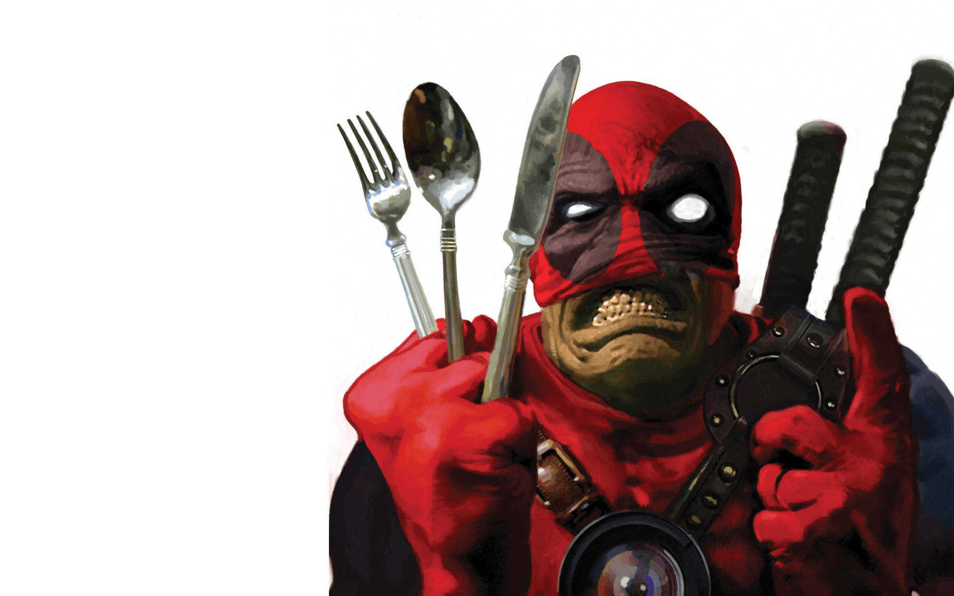Deadpool, utensils, swords, Full HD Desktop Wallpaper