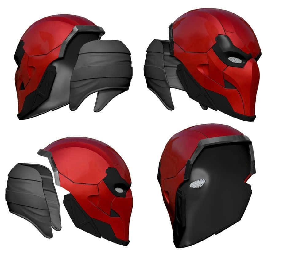 Deadpool, glossy red and black futuristic helmet, angular design, SD Desktop Wallpaper