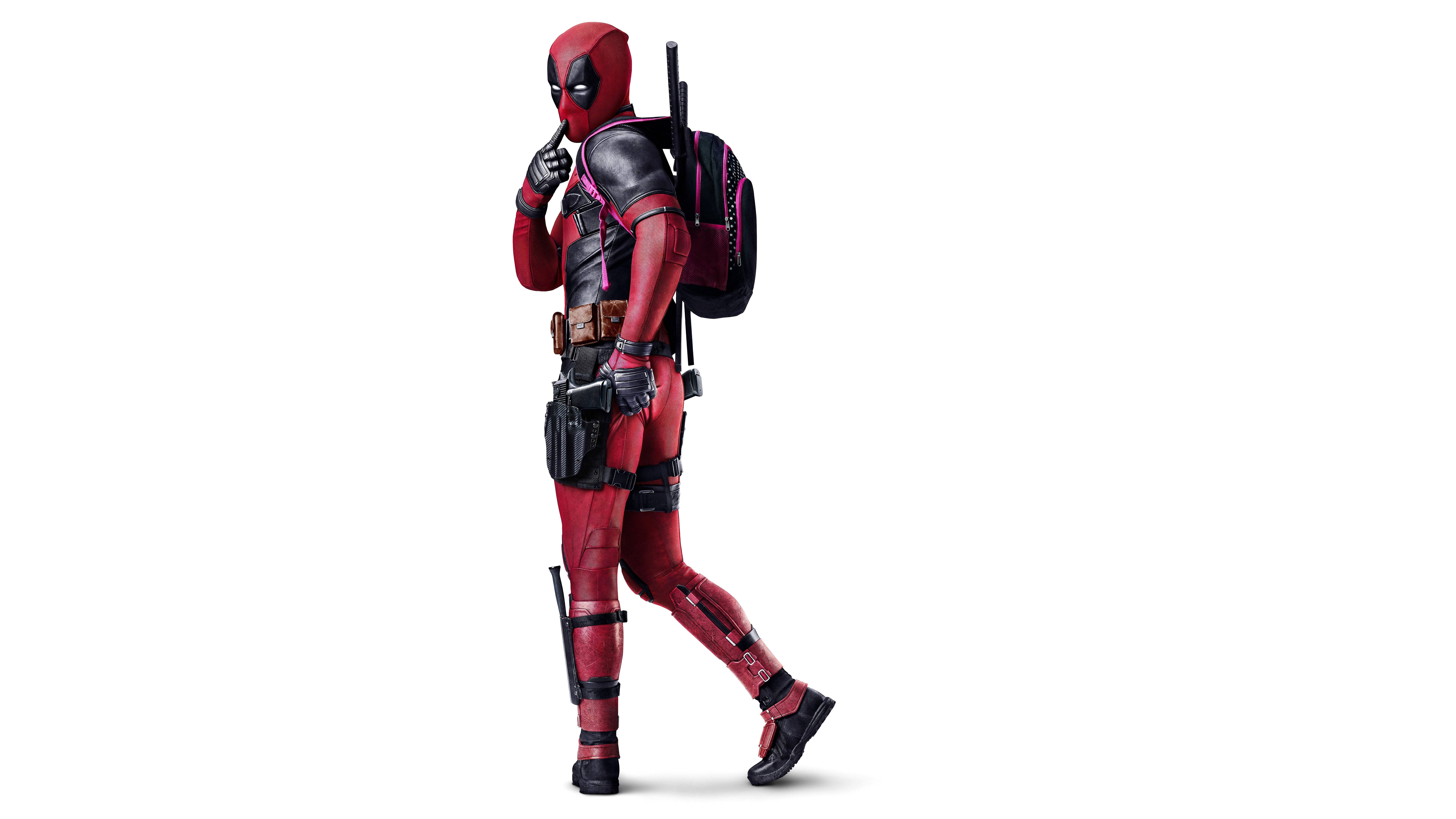 Deadpool, red and black suit, full-body shot, 8K Desktop Wallpaper