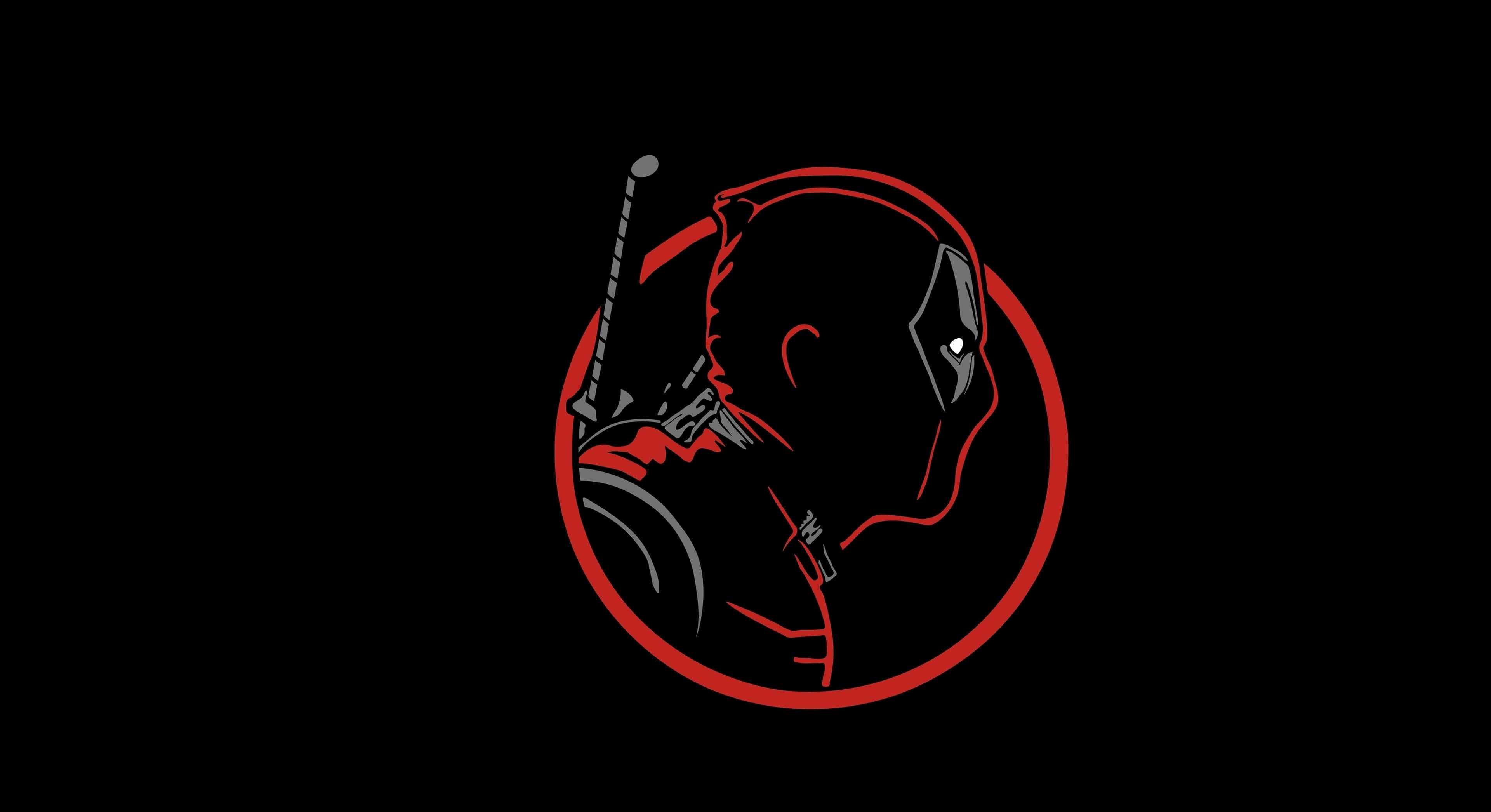 Deadpool, red, black, 4K Desktop Wallpaper