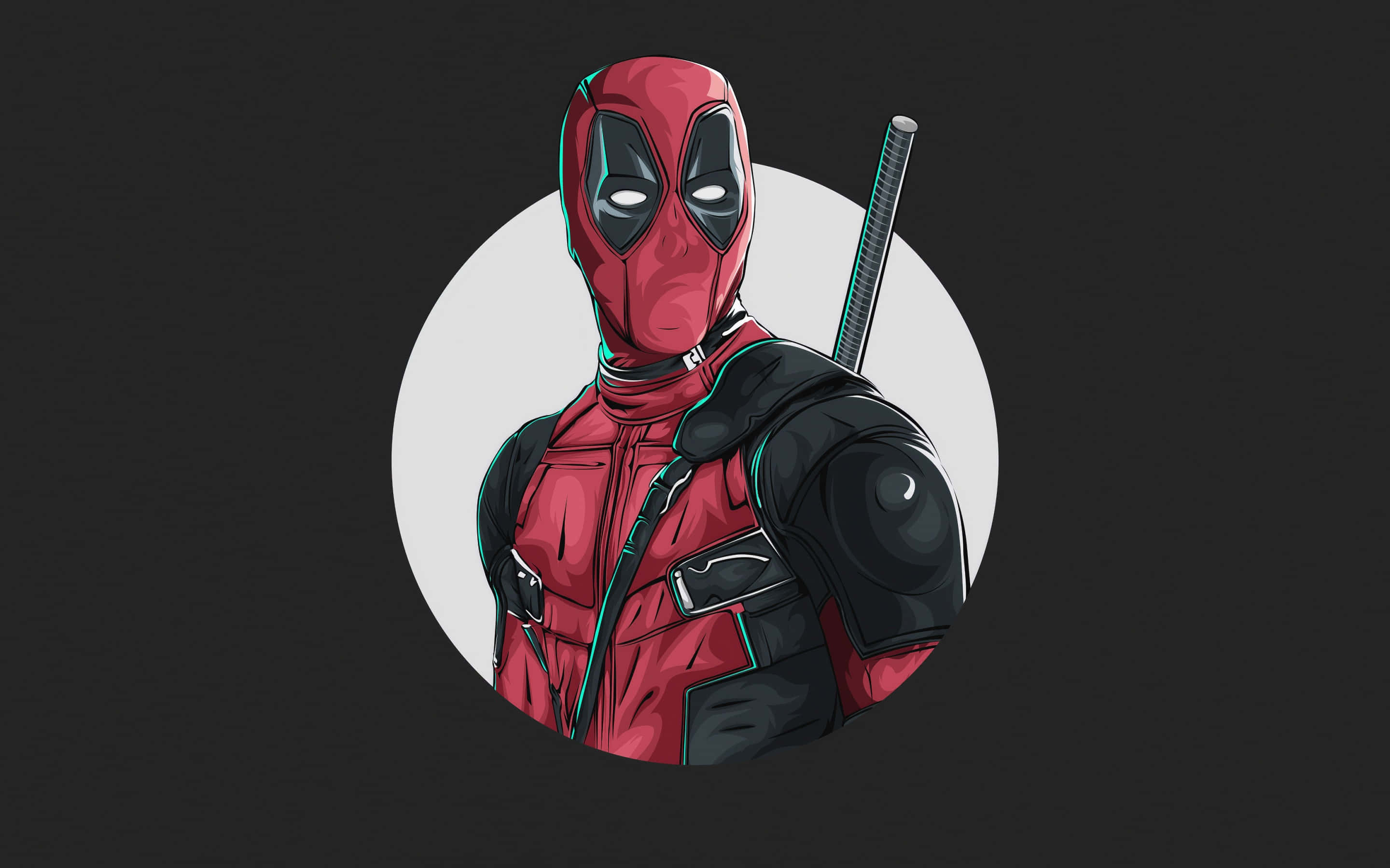 Deadpool, red and black suit, katana, 2K Desktop Wallpaper