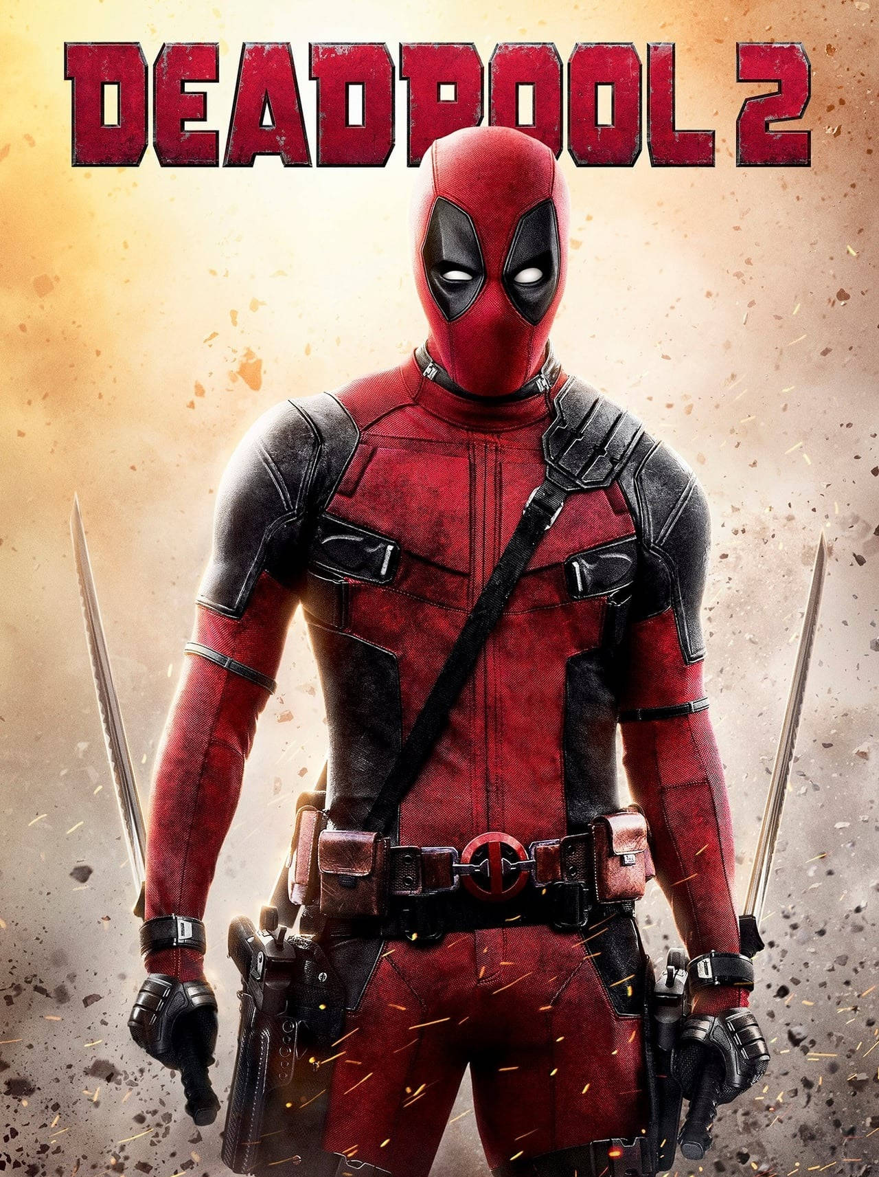 Deadpool, red and black suit, katanas, HD Phone Wallpaper