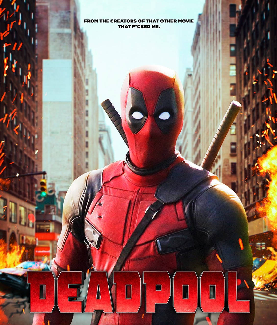 Deadpool, movie, burning city, HD Phone Wallpaper