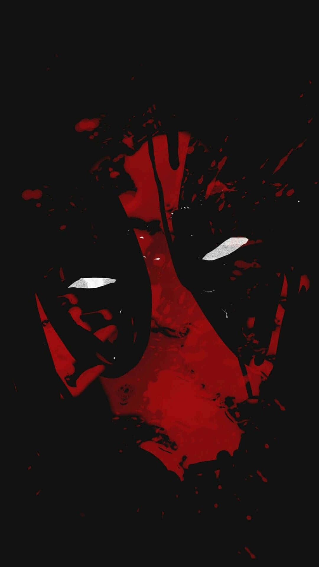Deadpool, glowing white eyes, vivid red paint streaks, Full HD Phone Wallpaper