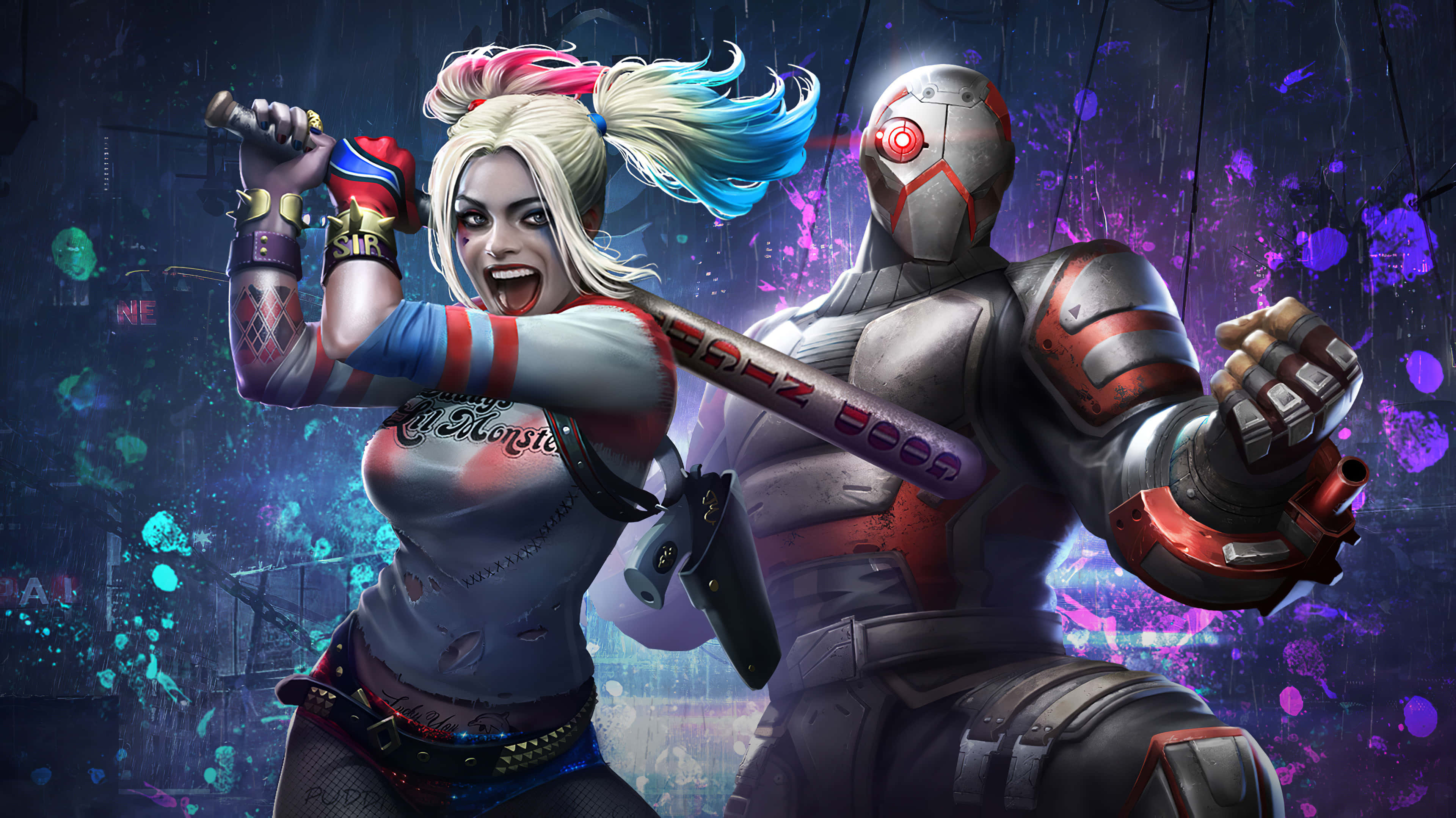 Deadshot, Harley Quinn, baseball bat, 4K Desktop Wallpaper