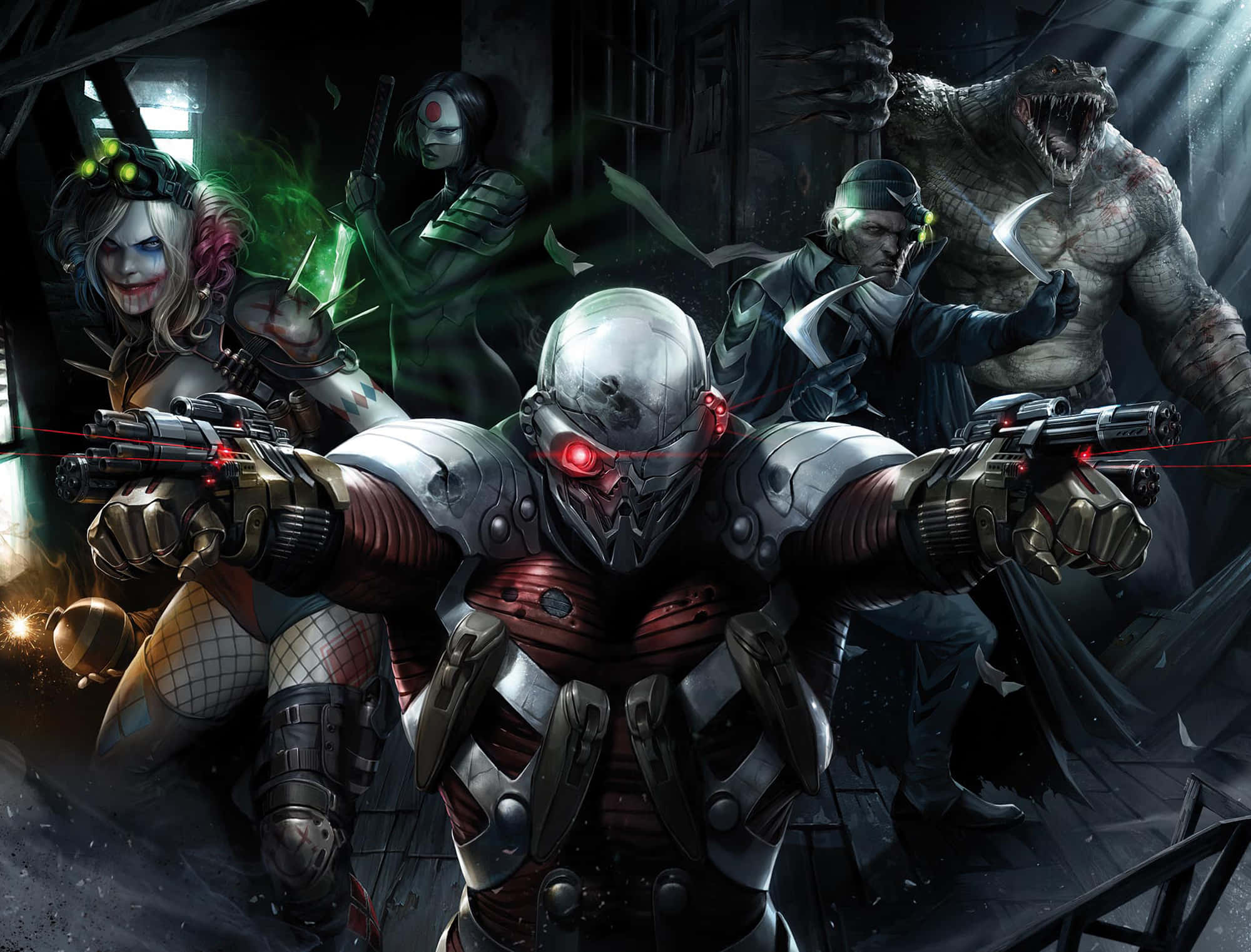 Deadshot, Harley Quinn, cyberpunk warrior, Full HD Desktop Wallpaper
