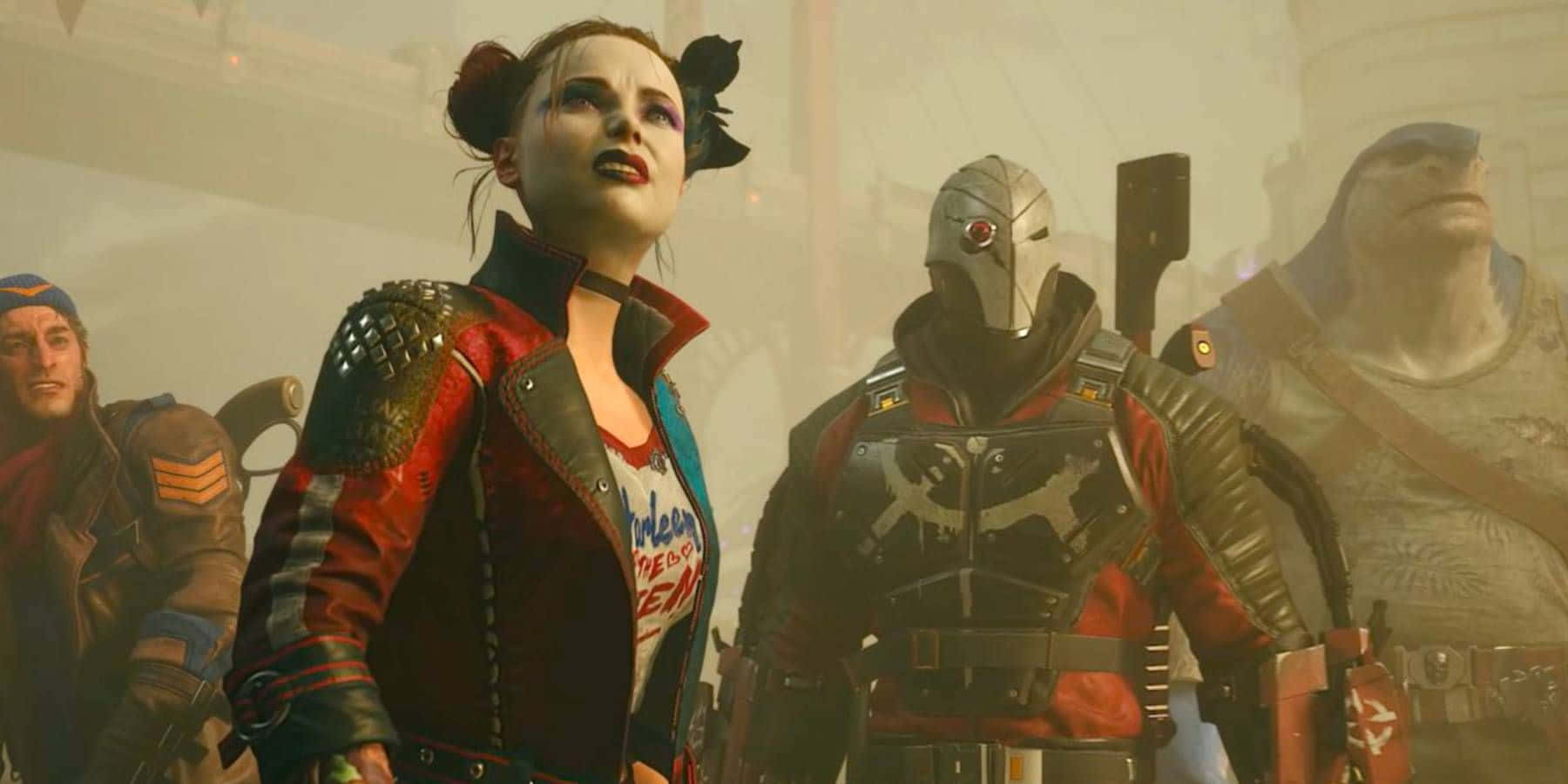 Harley Quinn, Deadshot, red leather jacket, HD Desktop Wallpaper
