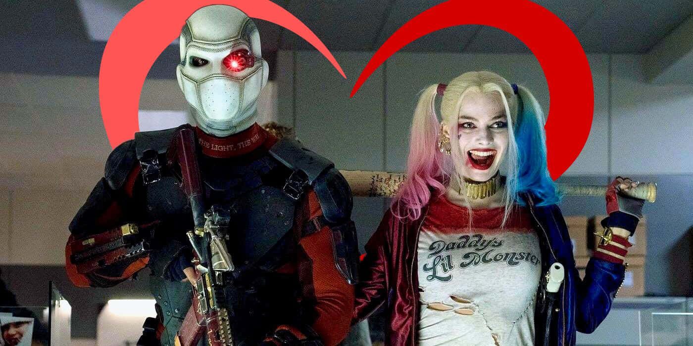 Deadshot, Harley Quinn, love hearts, HD Desktop Wallpaper