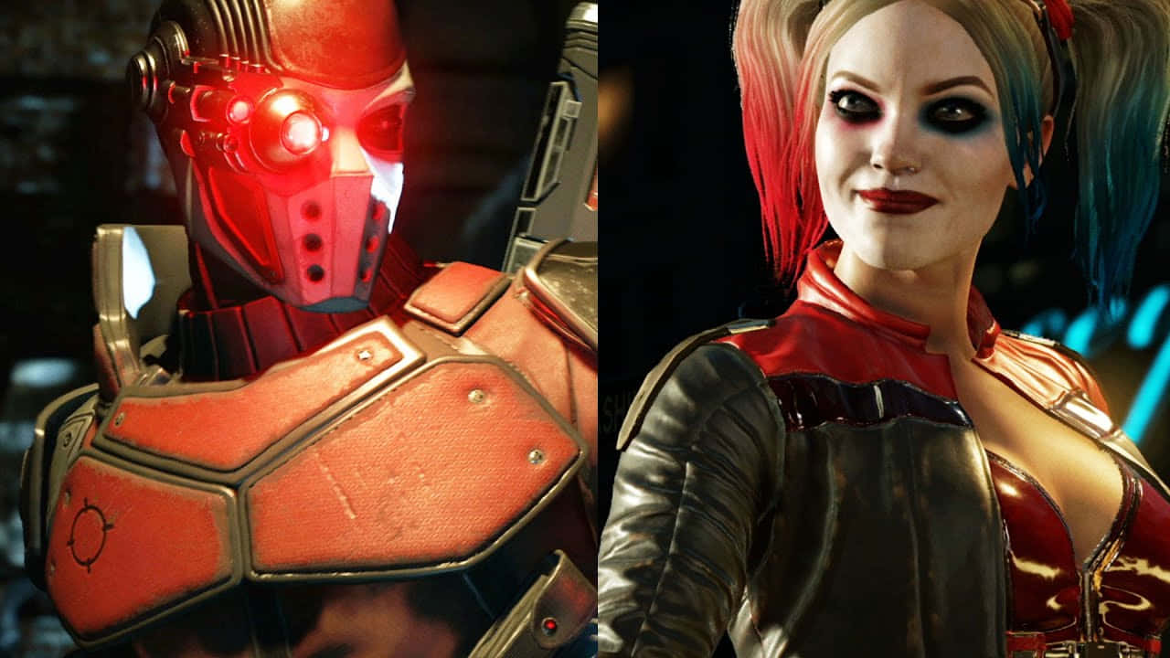 Deadshot, Harley Quinn, red armored cyborg, HD Desktop Wallpaper
