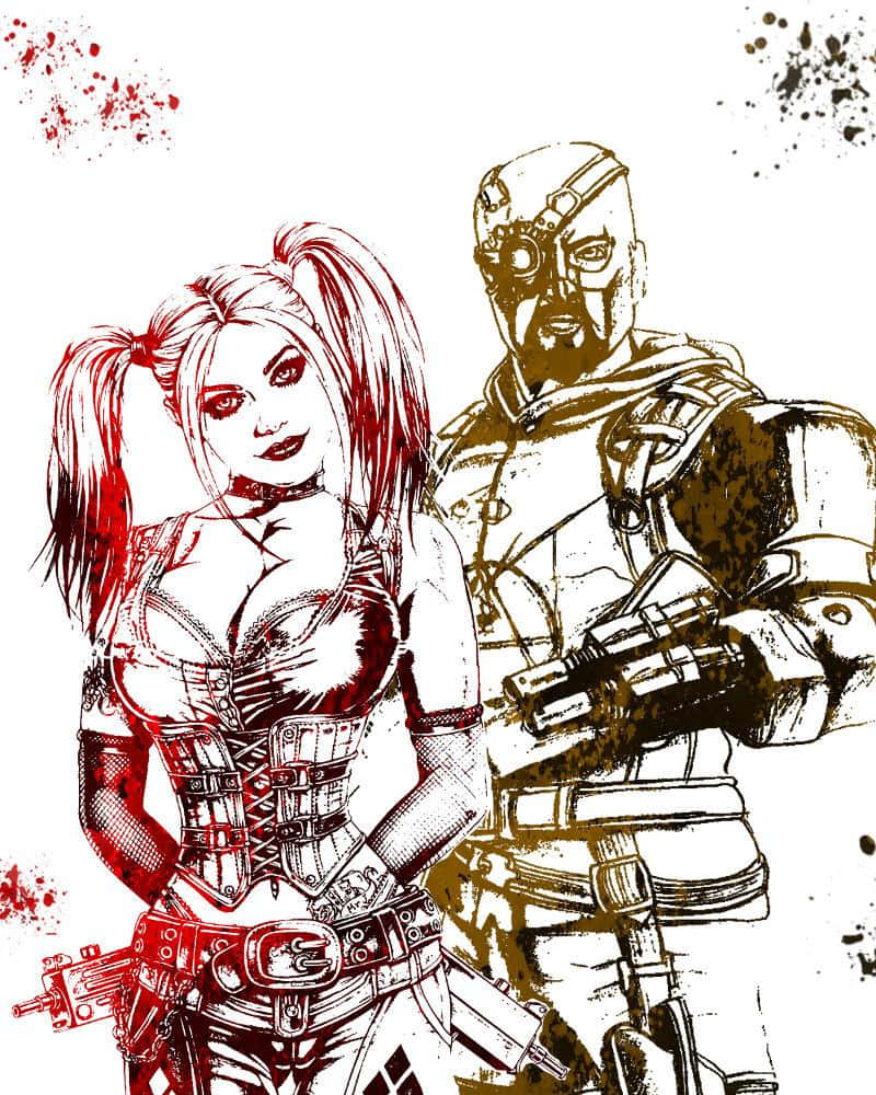 Deadshot, Harley Quinn, comic artwork, SD Phone Wallpaper