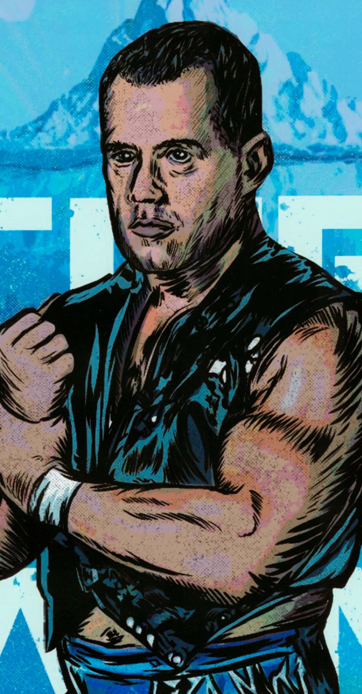 Dean Malenko, torn vest, blue mountain backdrop, 2K Phone Wallpaper
