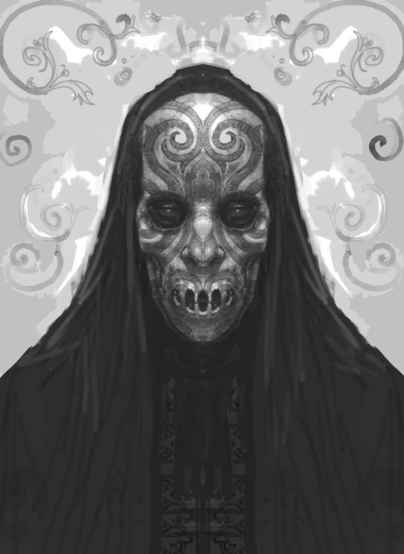 Death Eaters, hooded figure, skeletal face, SD Phone Wallpaper