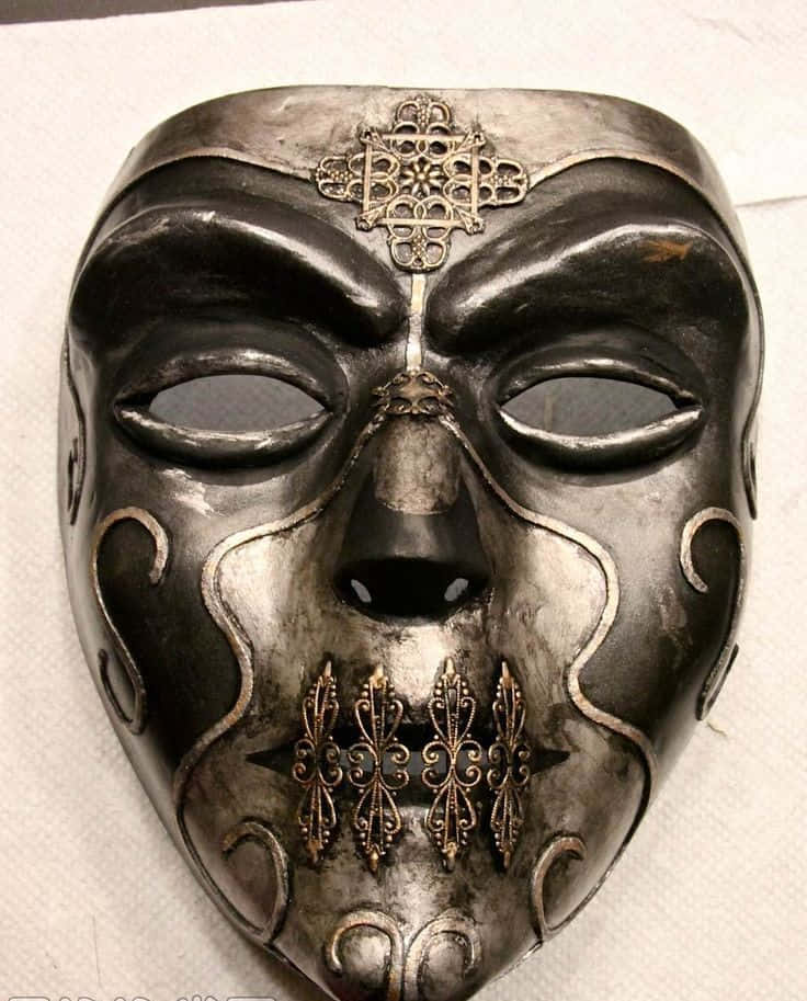Death Eaters, metallic mask, gold filigree, SD Phone Wallpaper