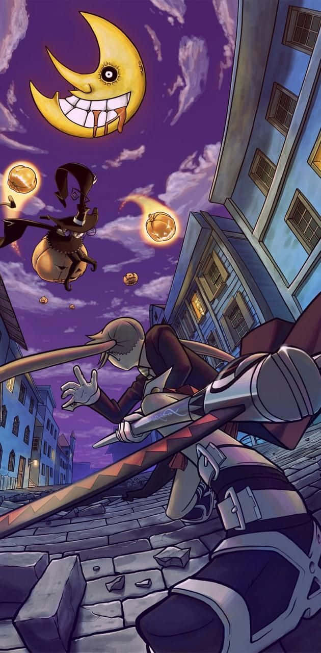 Death Eaters, grinning moon, purple-hued urban alley, HD Phone Wallpaper