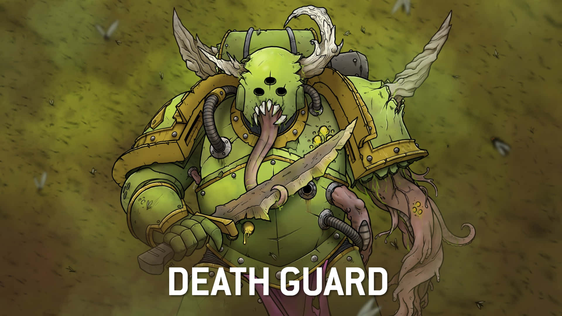Death Guard, chaos warriors, green armored warrior, Full HD Desktop Wallpaper