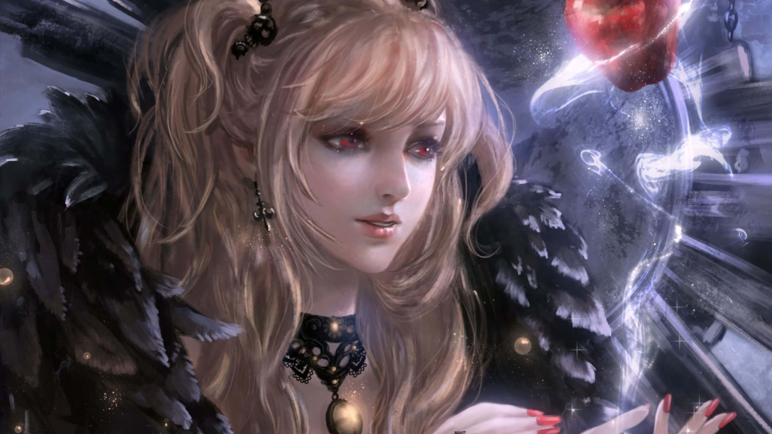 Death Note 4K, red heart, cosmic void, 2K Desktop Wallpaper