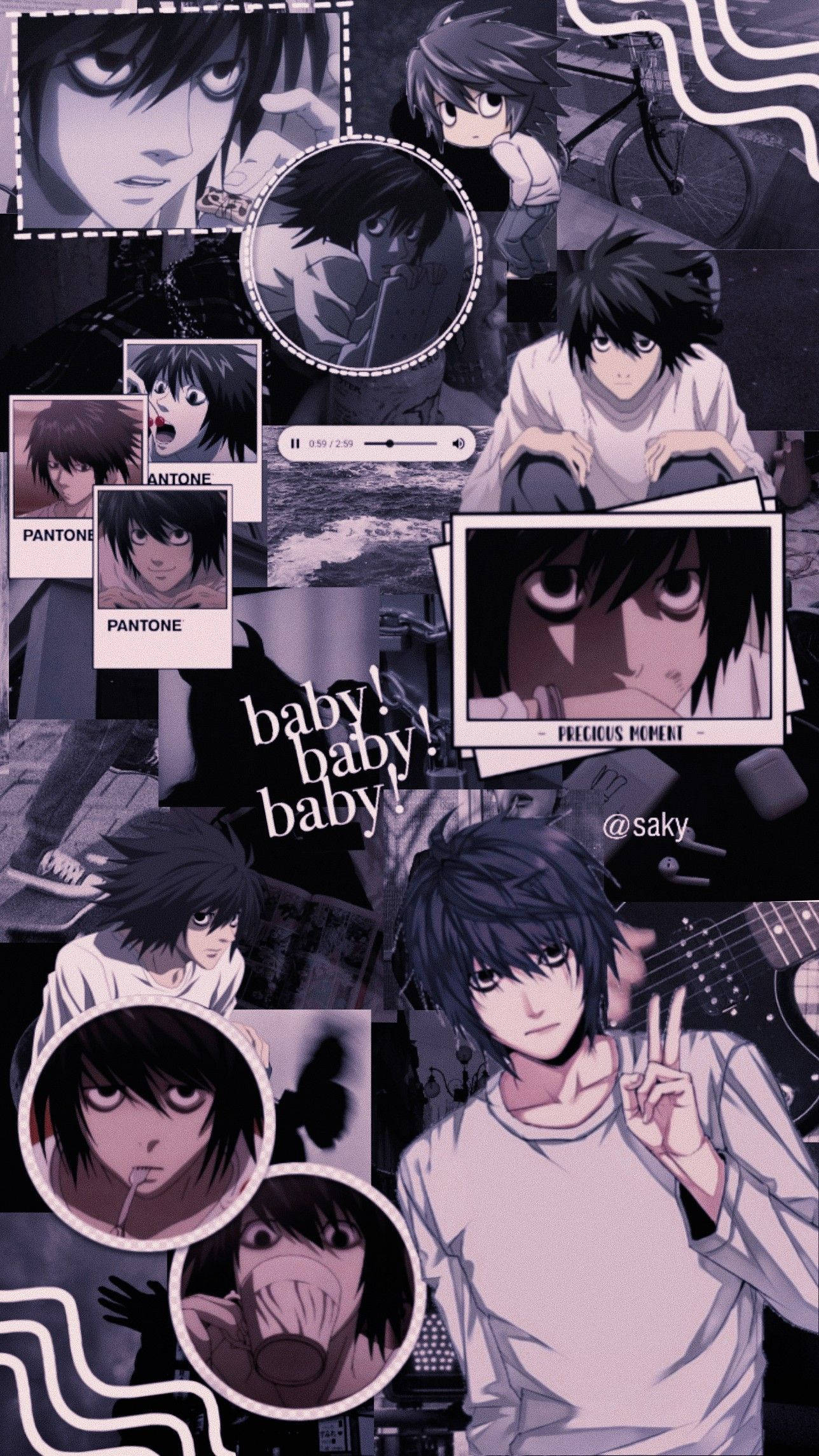 Death Note, L, monochrome, Full HD Phone Wallpaper