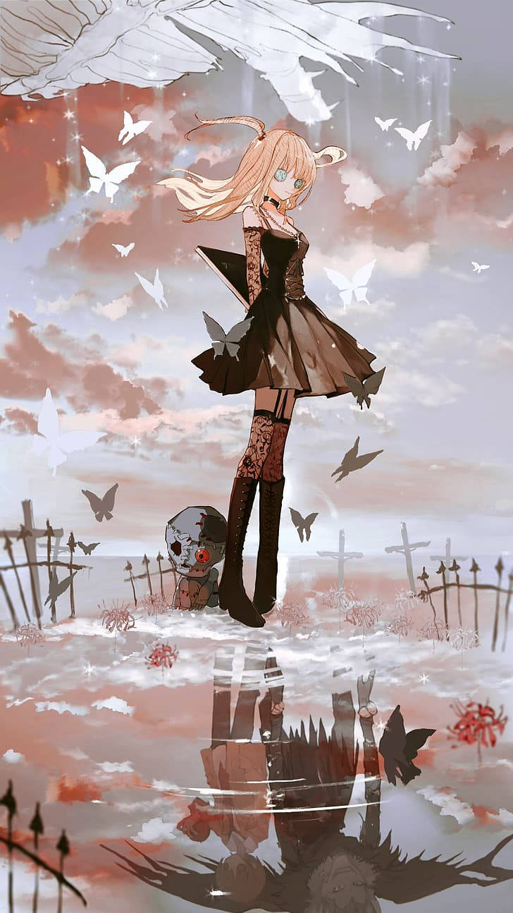 Death Note Aesthetic, blonde anime girl, wings, HD Phone Wallpaper