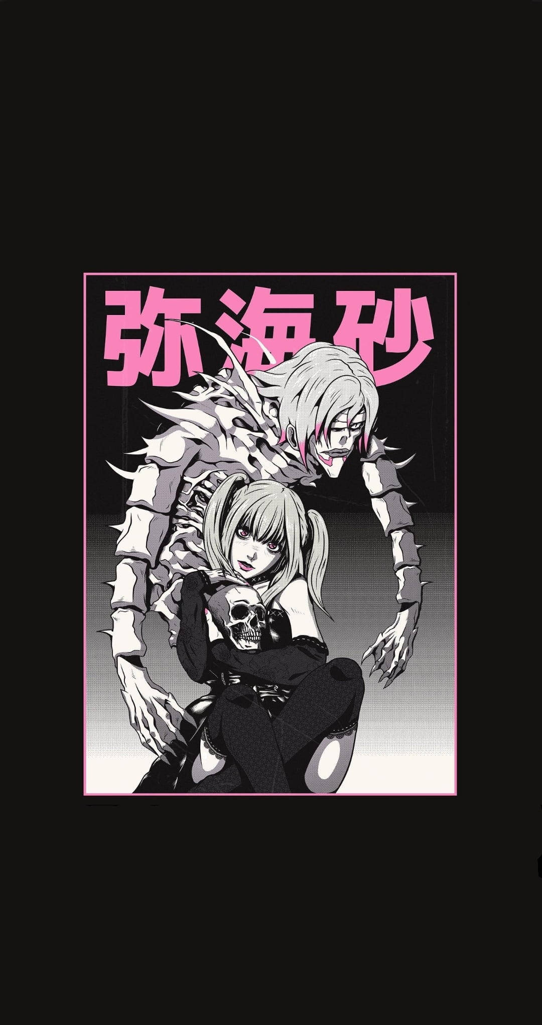 Death Note, skeletal features, pink hair, Full HD Phone Wallpaper