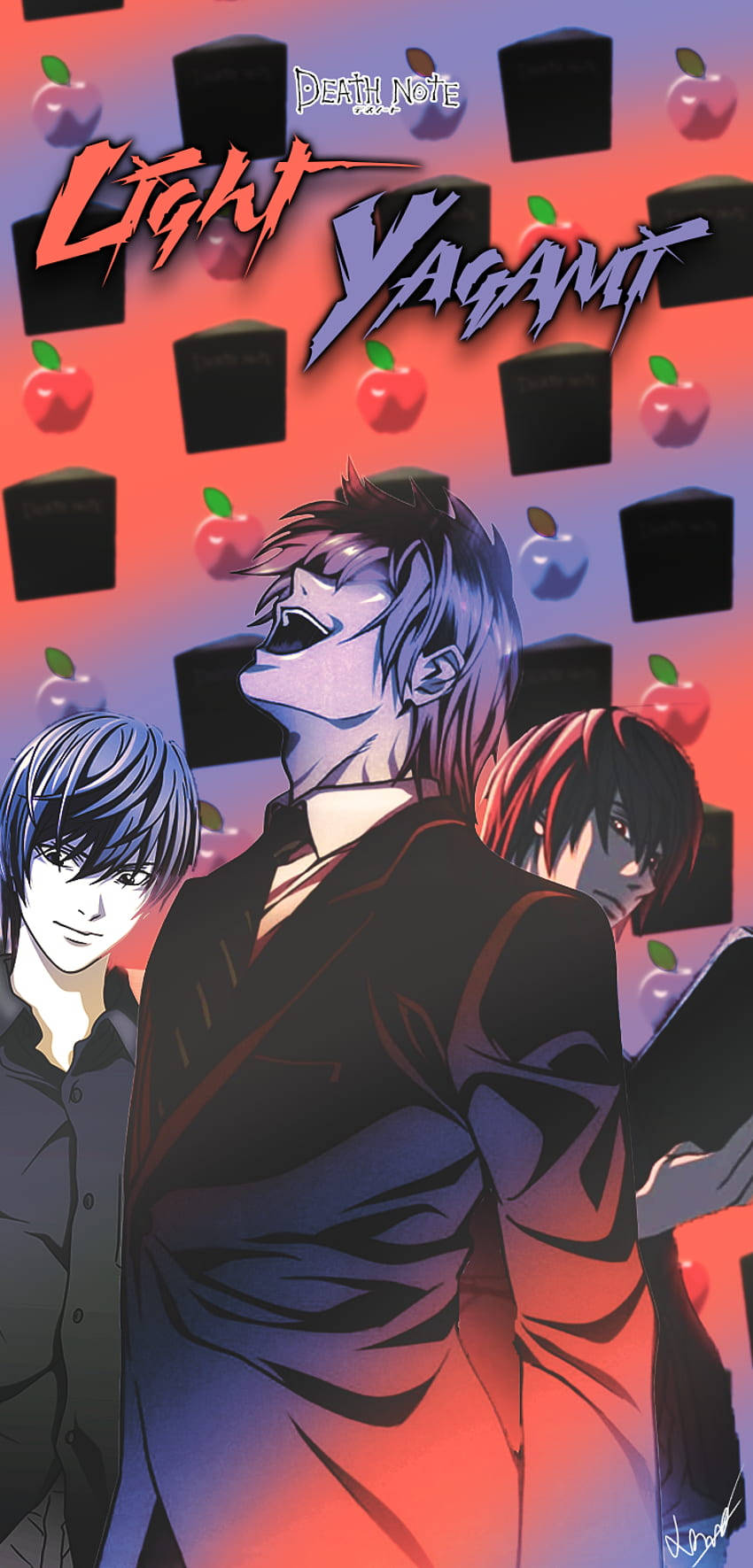Death Note Aesthetic, anime characters, vibrant gradient background, HD Phone Wallpaper