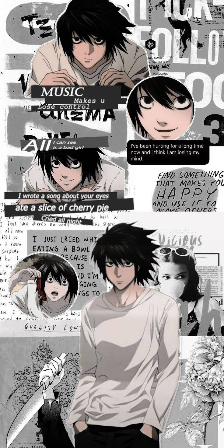 L, Death Note, grayscale, HD Phone Wallpaper