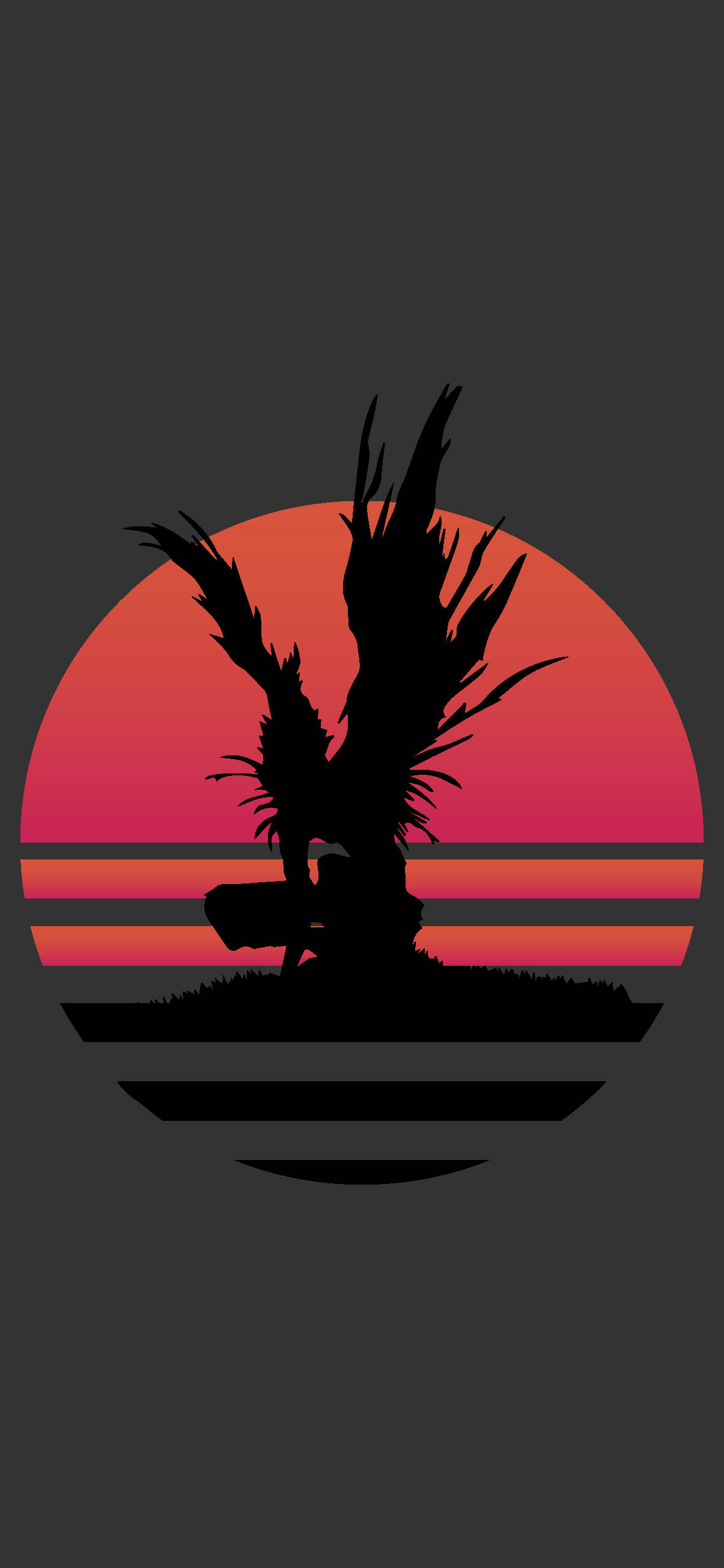 Death Note Aesthetic, palm tree, stylized sunset, 2K Phone Wallpaper