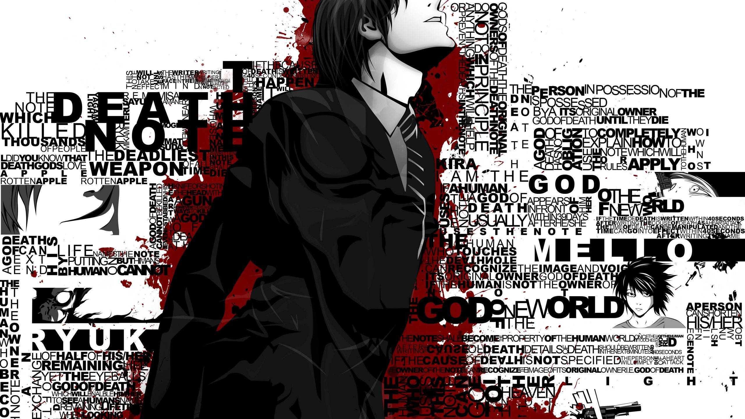 Death Note, anime character, dark hair, 2K Desktop Wallpaper