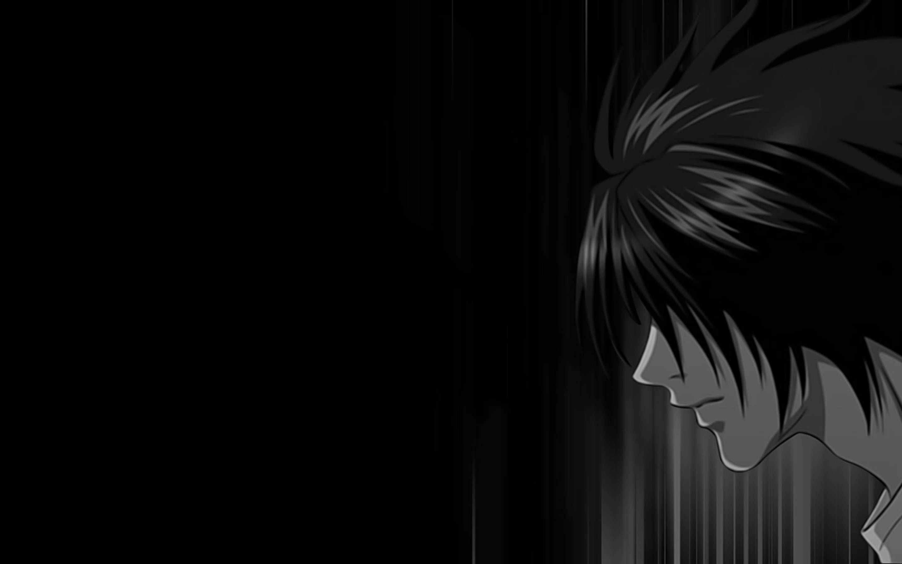 Death Note, L, monochrome, 2K Desktop Wallpaper