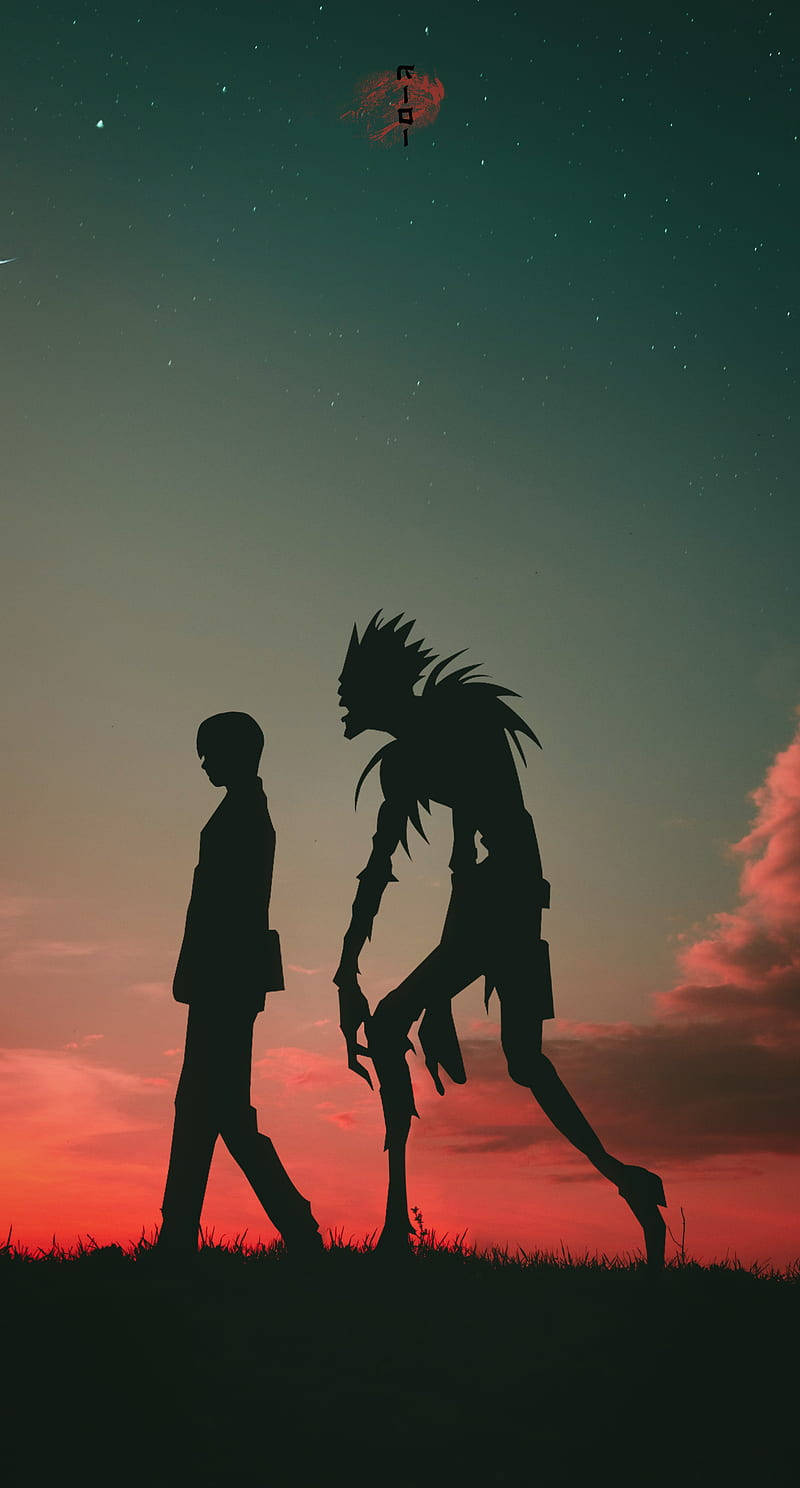 Death Note Aesthetic, sunset sky, glowing red moon, HD Phone Wallpaper