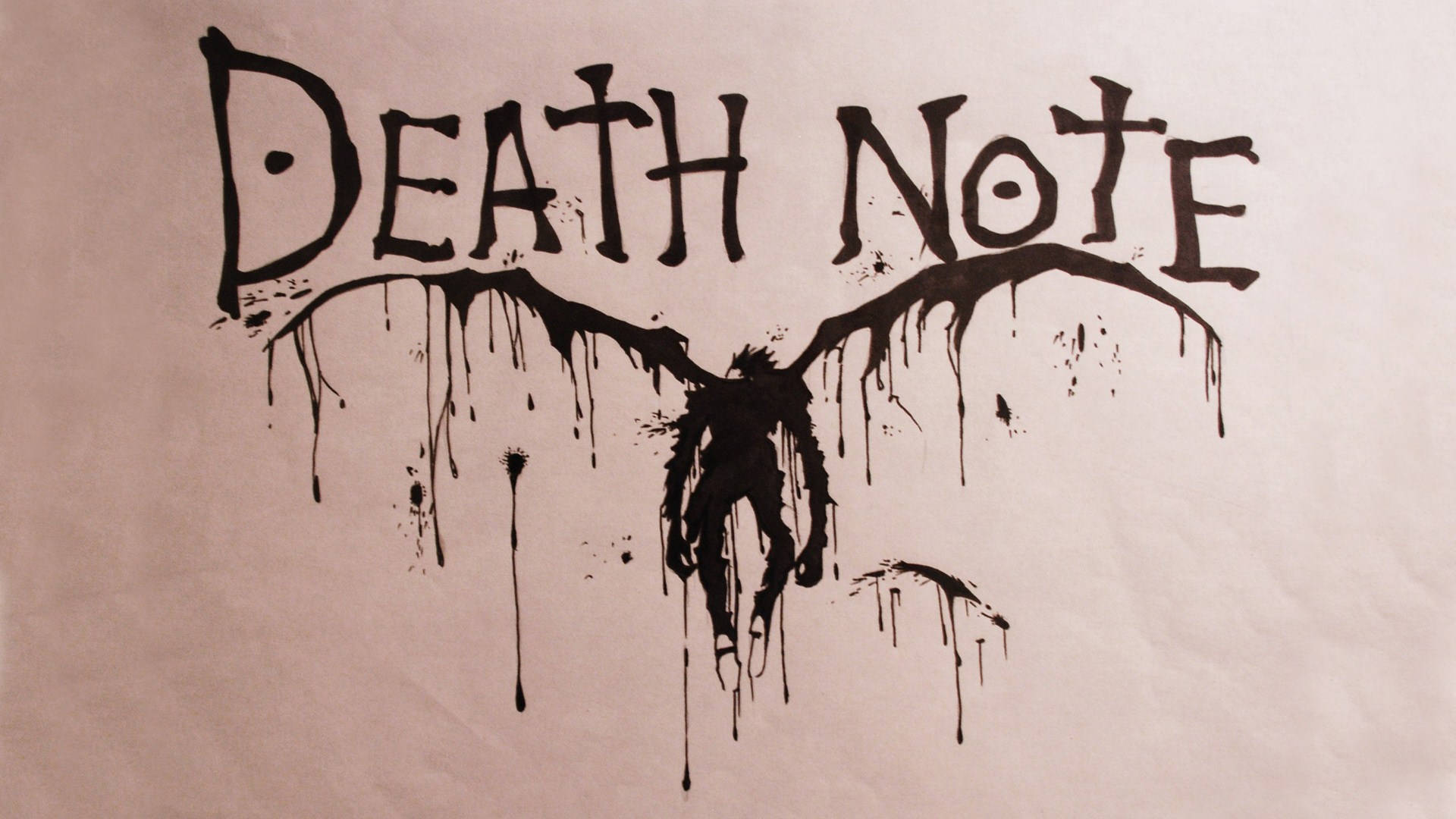 Death Note, black ink, textured beige paper, Full HD Desktop Wallpaper