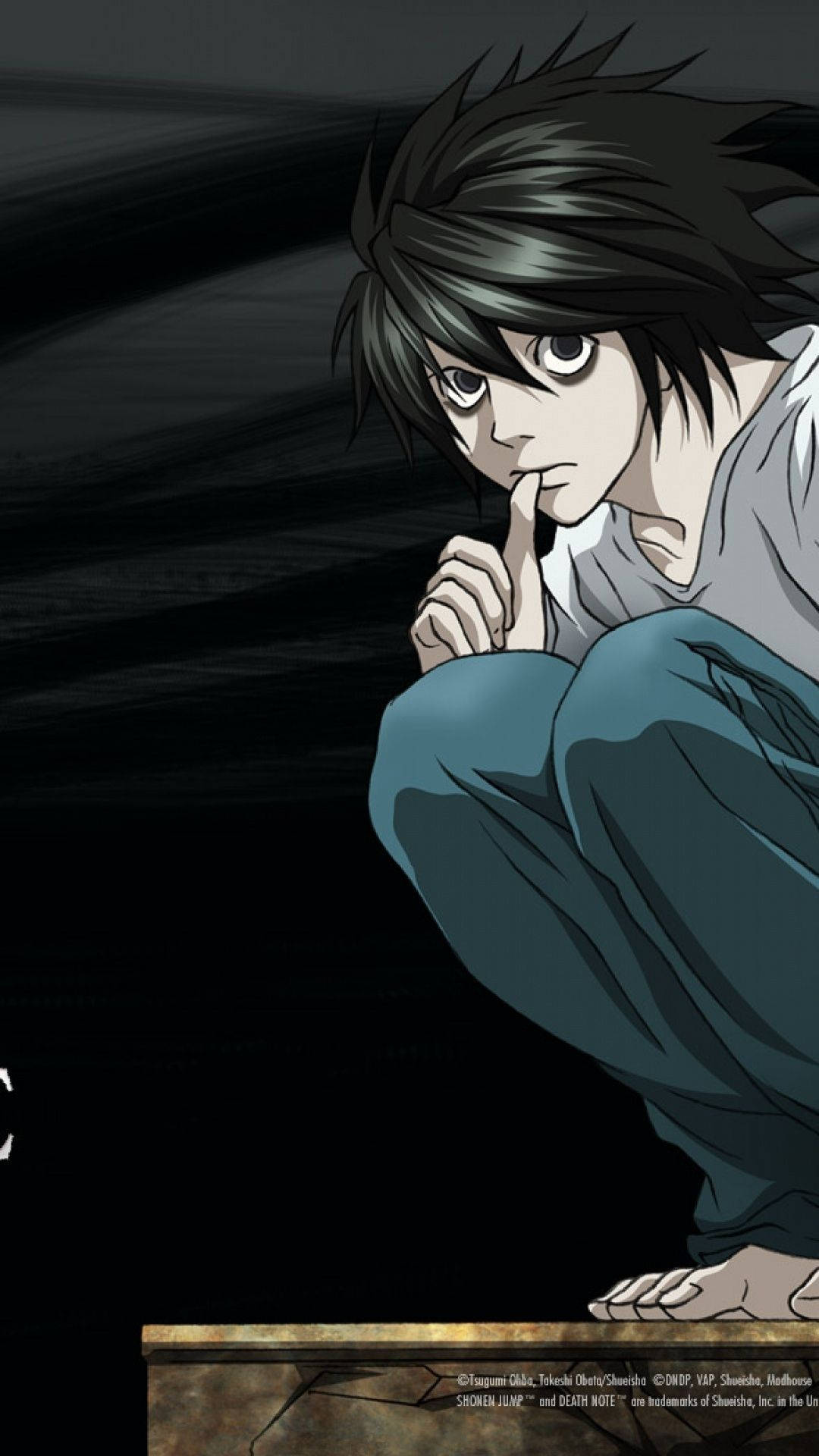 Death Note Aesthetic, dark-haired anime boy, black background, Full HD Phone Wallpaper
