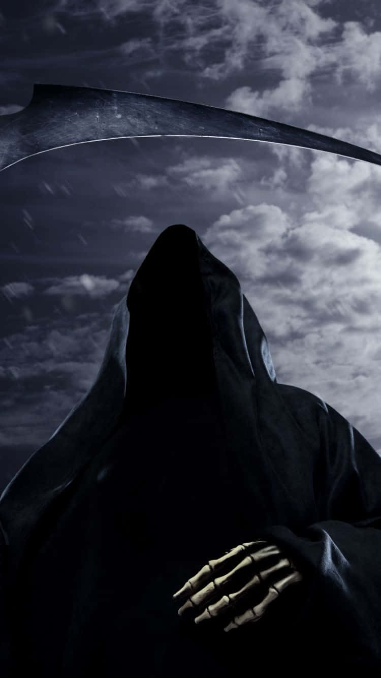 Death Note iPhone, cloaked skeletal figure, scythe, HD Phone Wallpaper