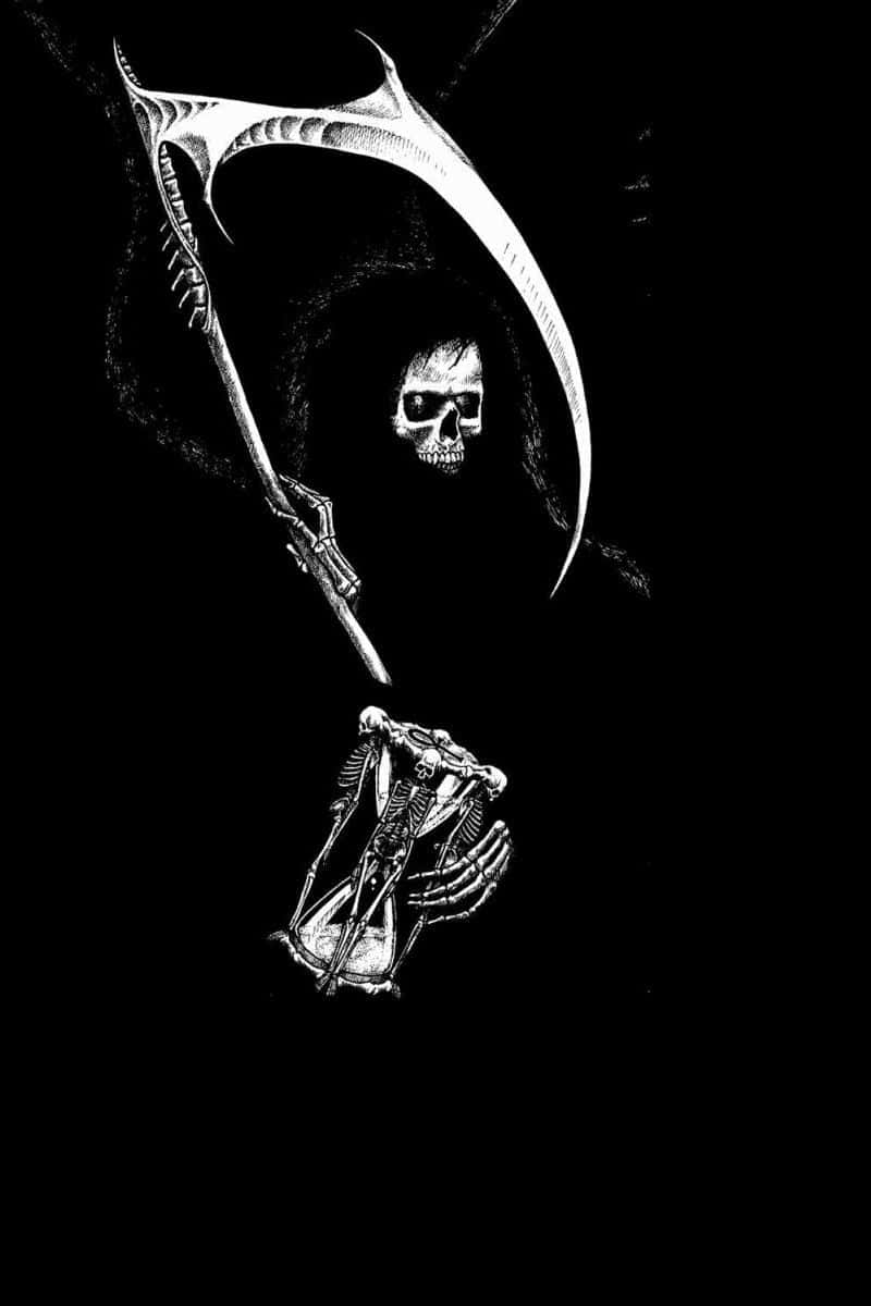 Death, skeletal figure, hooded robe, SD Phone Wallpaper