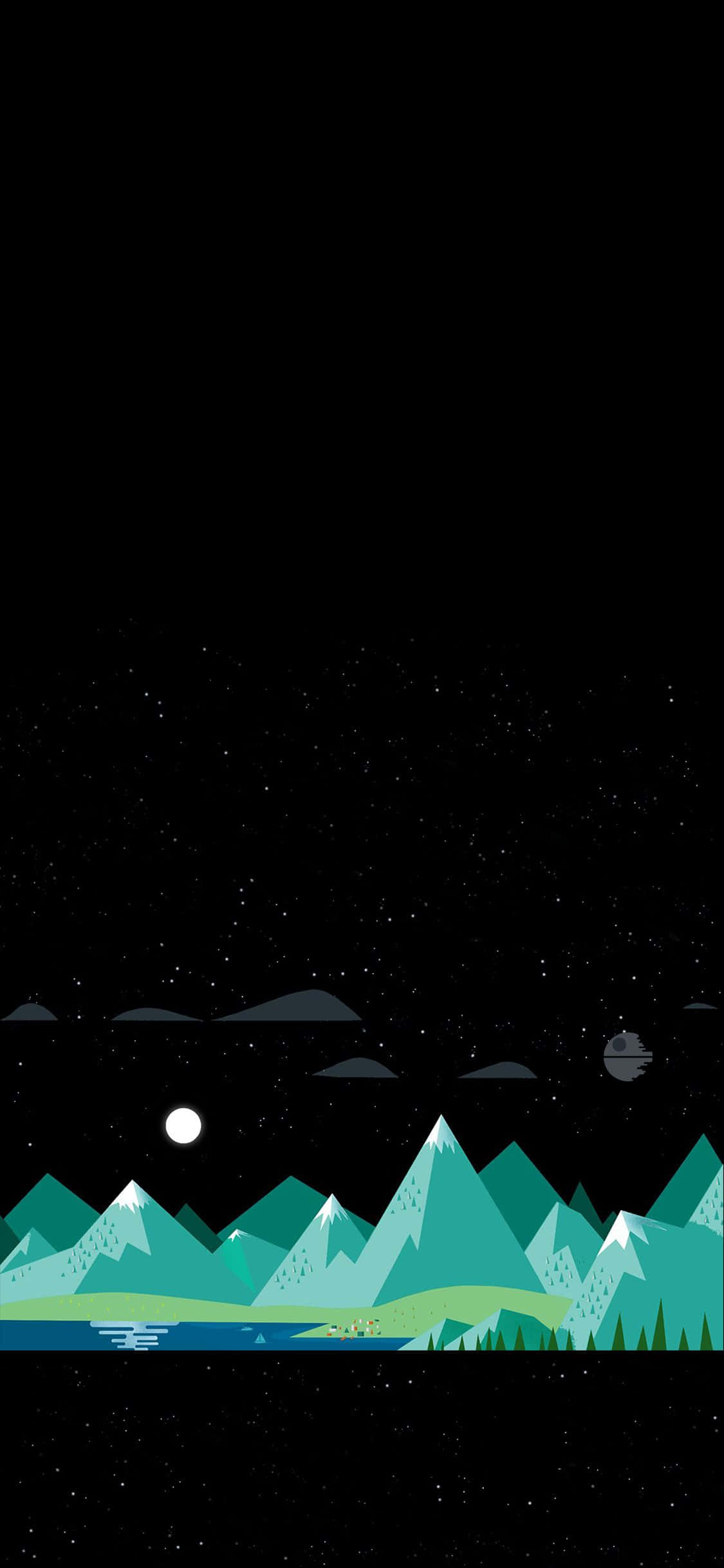 Death Note iPhone, teal mountains, starry sky, Full HD Phone Wallpaper