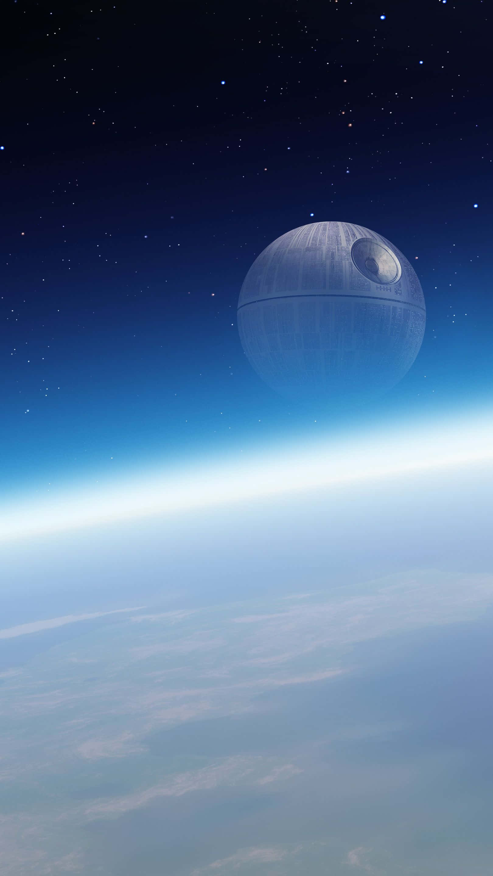 Death Star, planet, starry night sky, 2K Phone Wallpaper
