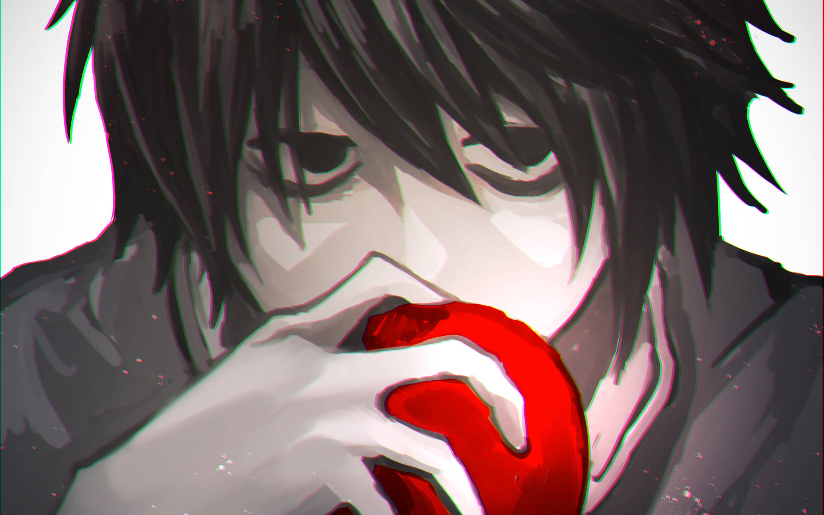 Death Note L, anime character, dark-haired, 2K Desktop Wallpaper